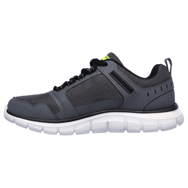 Skechers Track Knockhill Baskets Pour Hommes En Cuir Noir/Charbon
