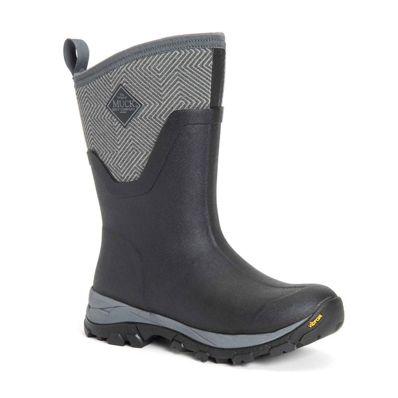 Muck Boots Arctic Ice Mid AGAT Bottes En Caoutchouc Géométriques Noires/Grises