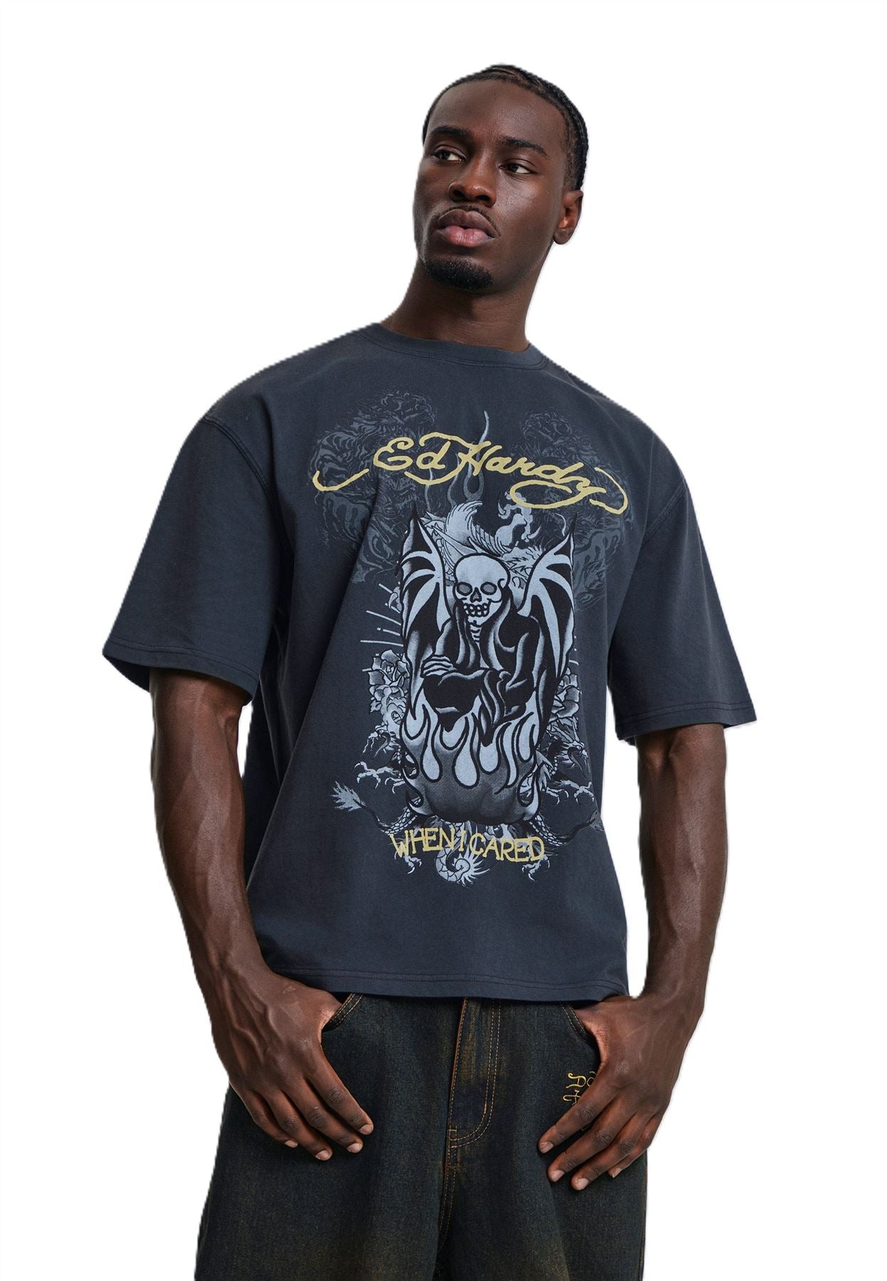Ed Hardy When I Cared Graphic Relaxed T-Shirts Noirs Pour Hommes