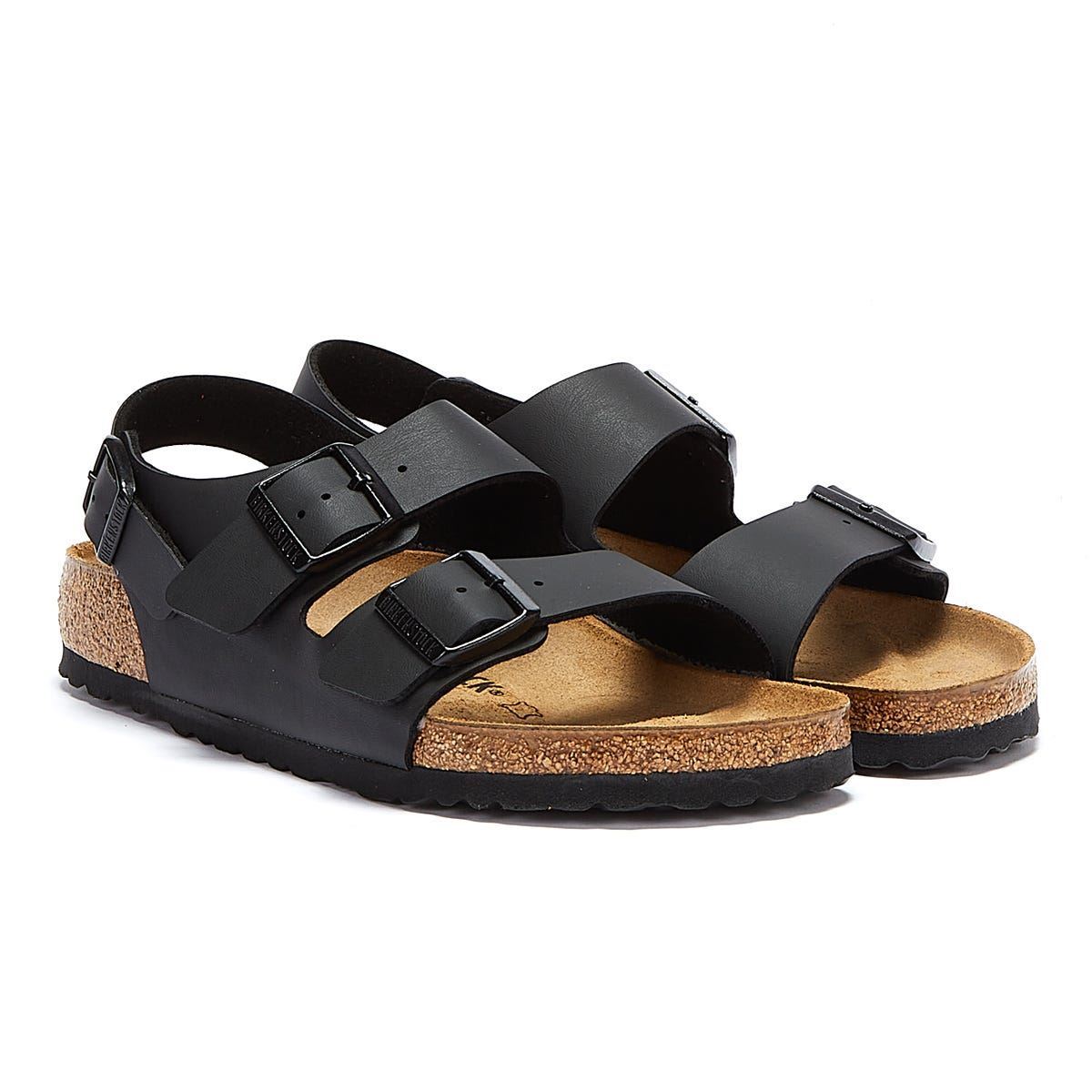Birkenstock Sandales Noires En Birko Flor Milano