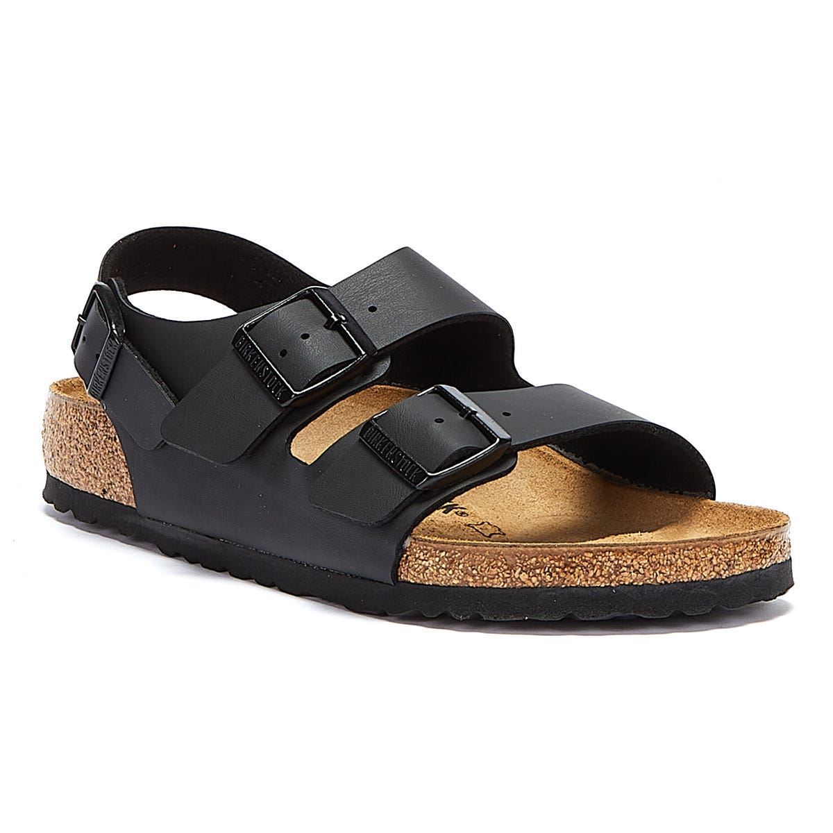Birkenstock Sandales Noires En Birko Flor Milano