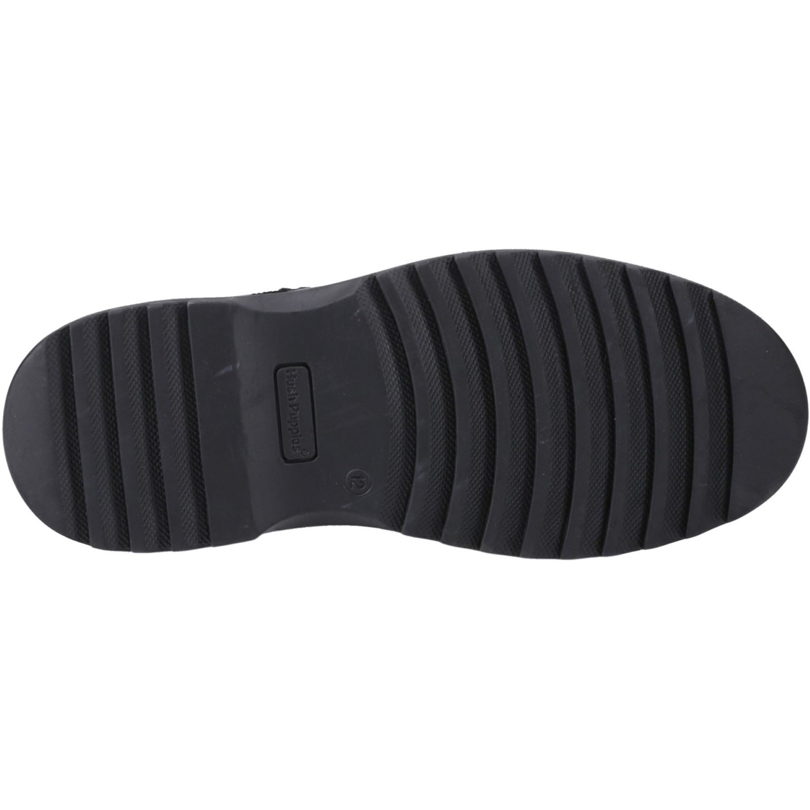 Hush Puppies Romeo Chaussures Noires Pour Garçons En Cuir.