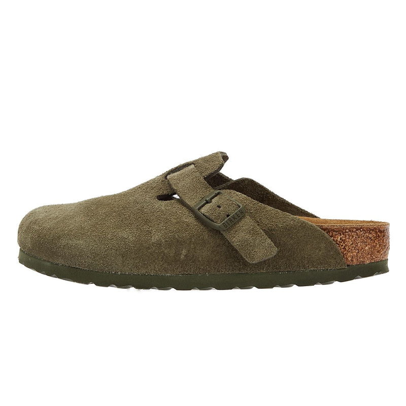 Birkenstock Sabots En Cuir Suédé Vert Thym Boston
