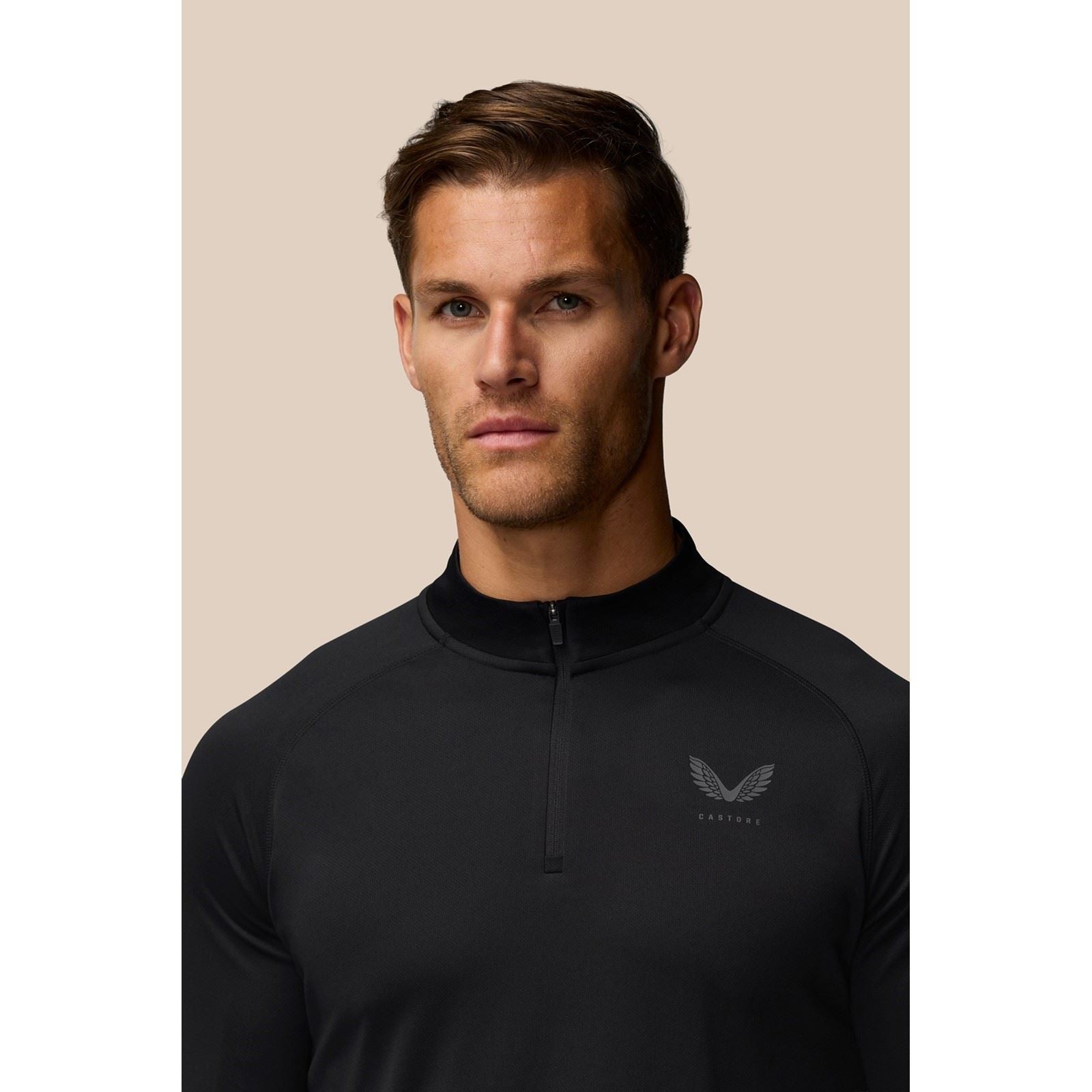 Castore Adapt Training 1/4 Zip Top T-Shirts De Sport Actifs Pour Hommes En Polyester Noir