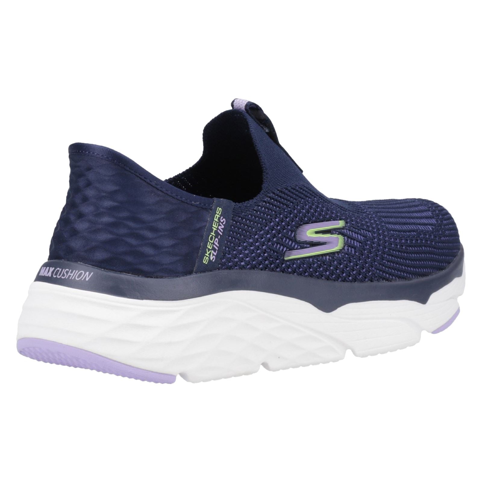 Skechers Max Cushioning Smooth Baskets Femme En Toile Bleu Marine/Lavande