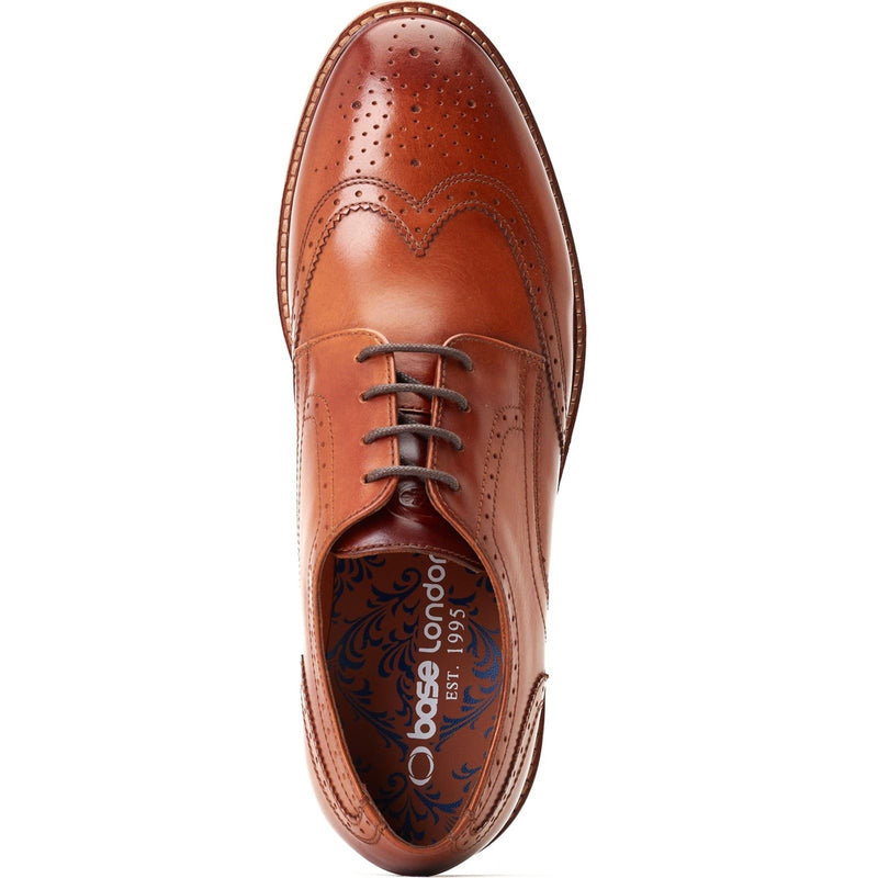 Base London Joe Chaussures Oxford Pour Hommes En Cuir Marron Brûlé