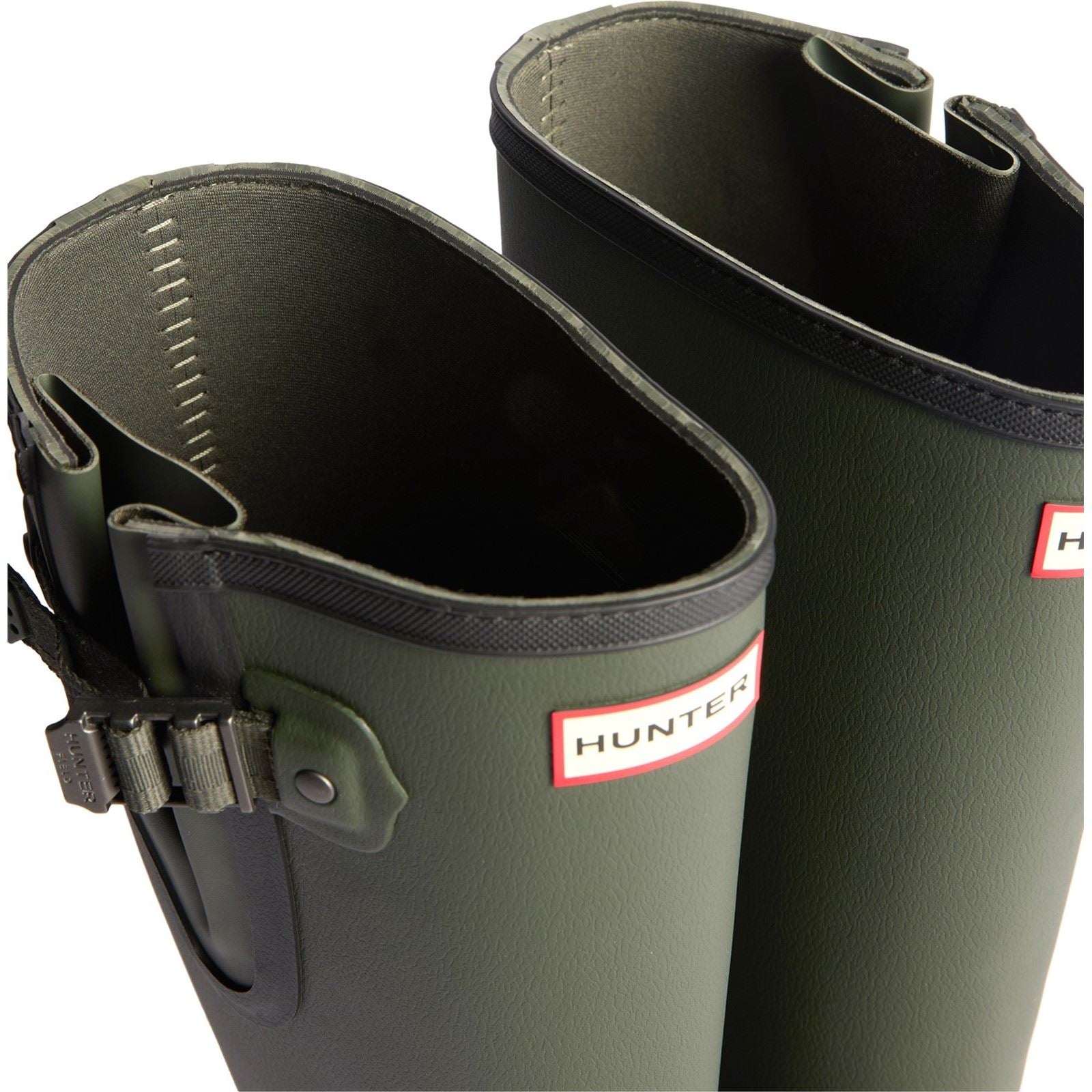Hunter Field Downpour Adjustable Bottes De Wellington En Caoutchouc Pour Hommes Vert Olive Foncé/Noir