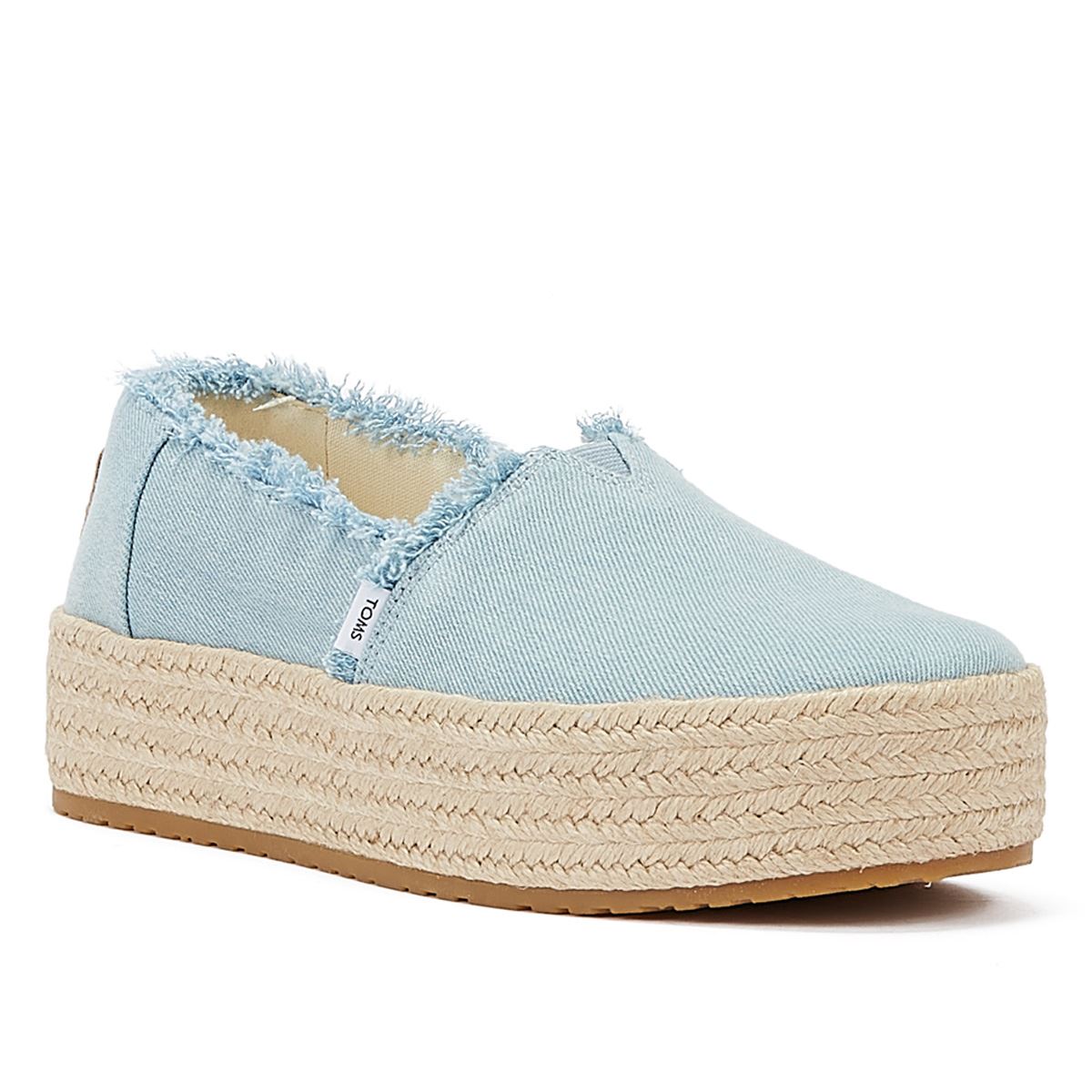 TOMS Washed Denim Valencia Pastel Blue Espadrilles Femmes Blue Sandal