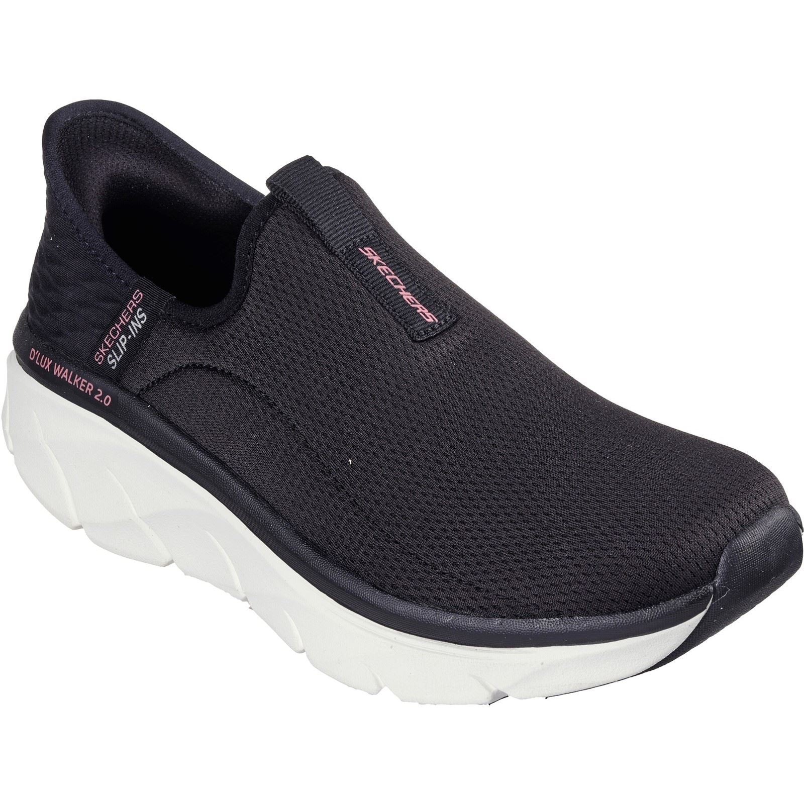 Skechers D'Lux Walker 2.0 Baskets En Synthétique Pour Femme Noir/Rose