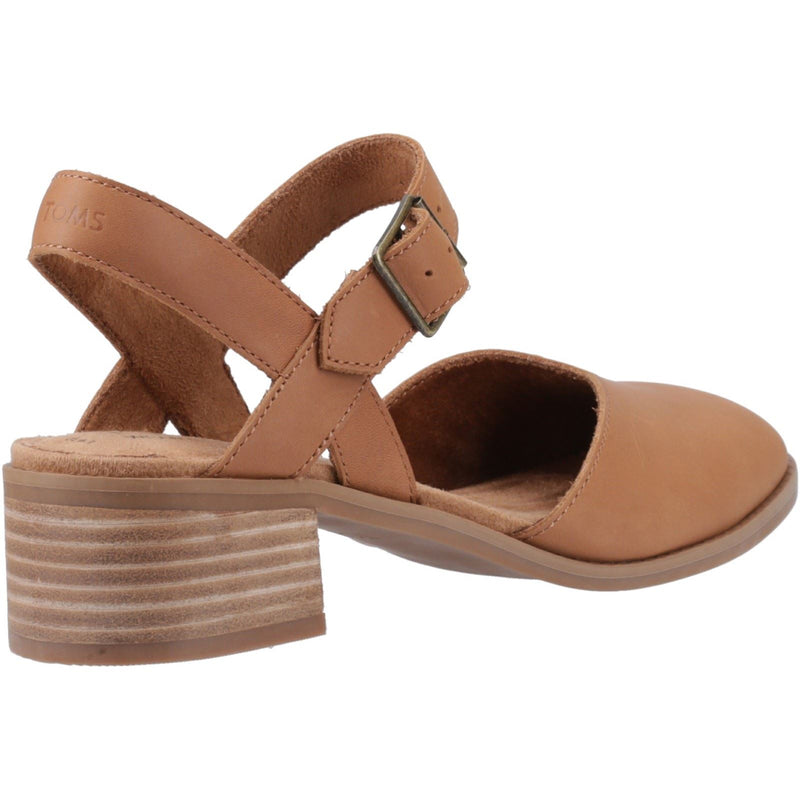 TOMS Jaclyn Chaussures Slingback Rondes Pour Femmes En Cuir Brun Sugar