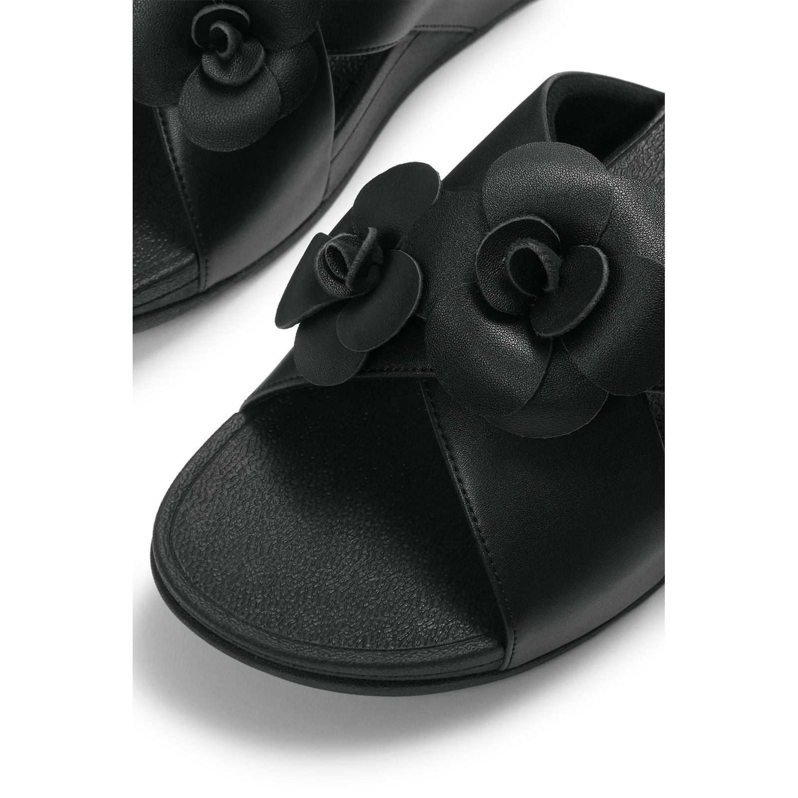 Fitflop Lulu Flower Sandales Noires En Polyuréthane Pour Femmes