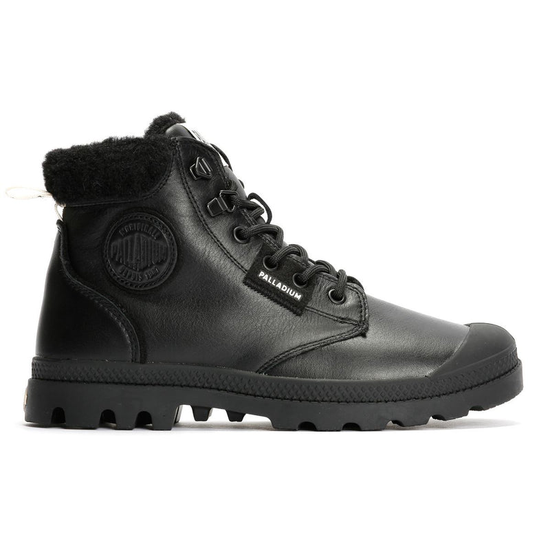 Palladium Pampa HI Snow Warm Bottes En Cuir Noires Pour Femmes