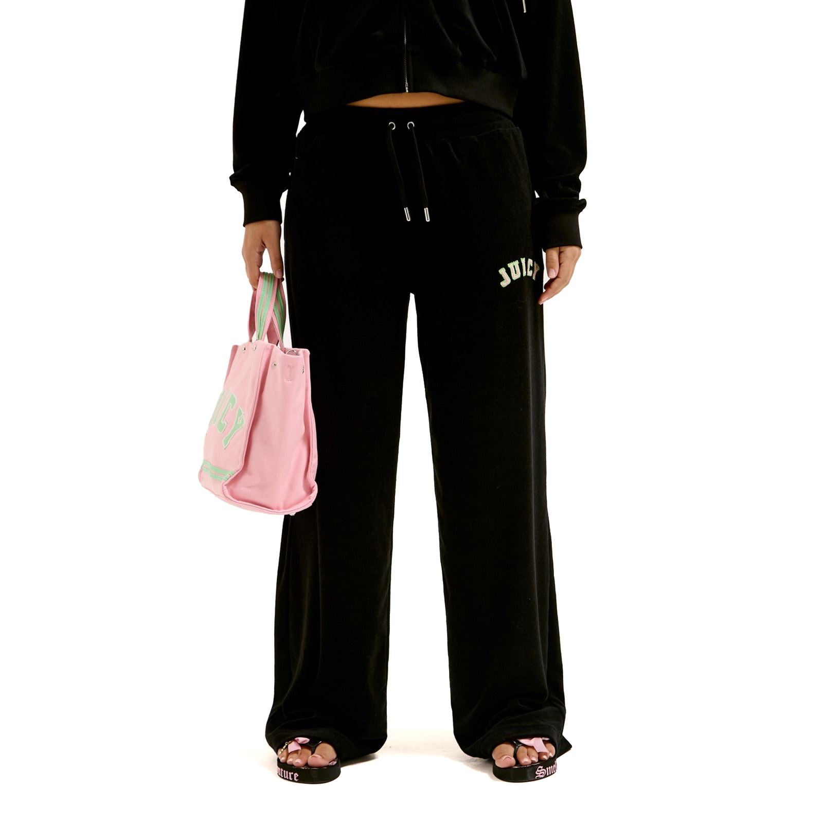 Juicy Couture Regan Trackpant Pantalons De Survêtement Noirs En Coton Pour Femmes