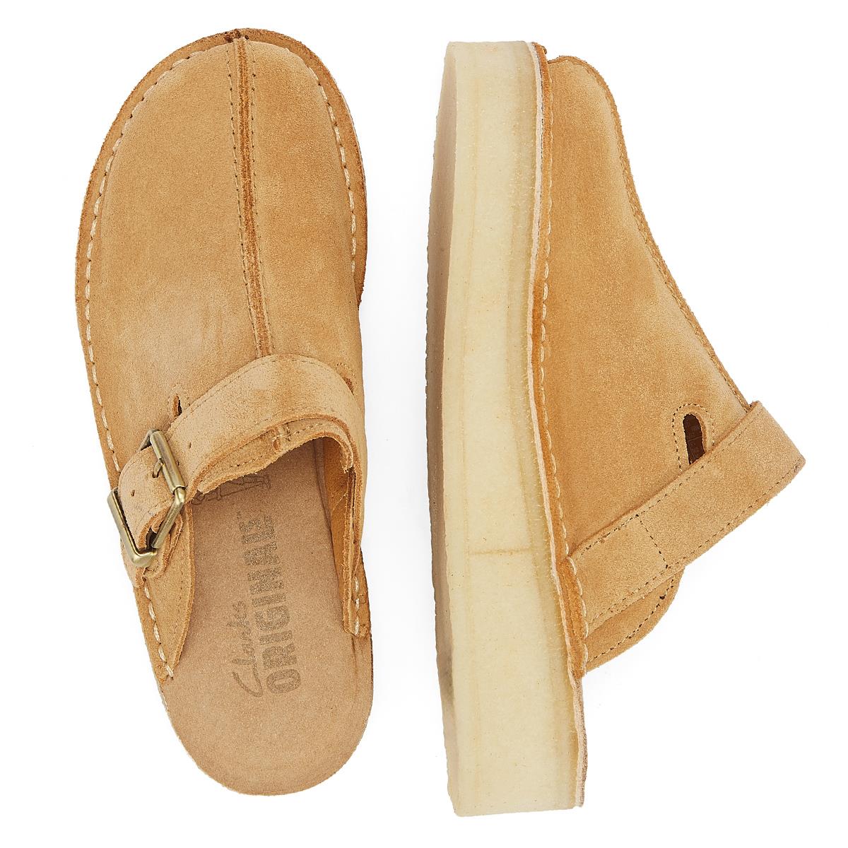 Clarks Originals Wedge Mule Mules En Daim Beige Moyen Pour Femmes