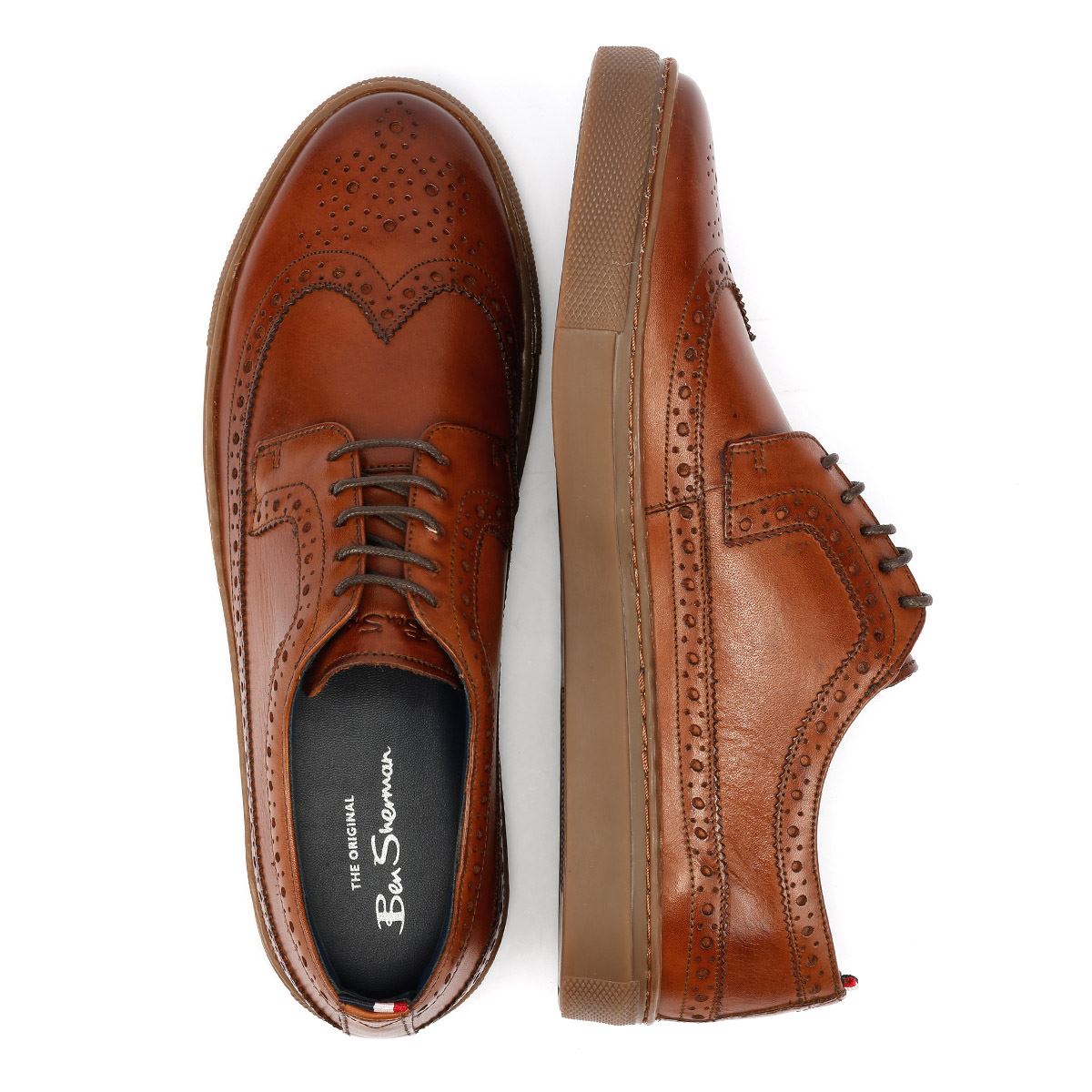 Ben Sherman Preston Chaussures En Cuir Marron À Lacets Pour Homme