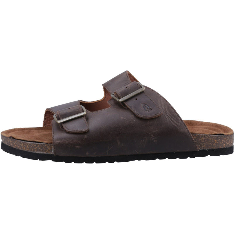 Hush Puppies Nash Slider Sandales Homme En Cuir Marron