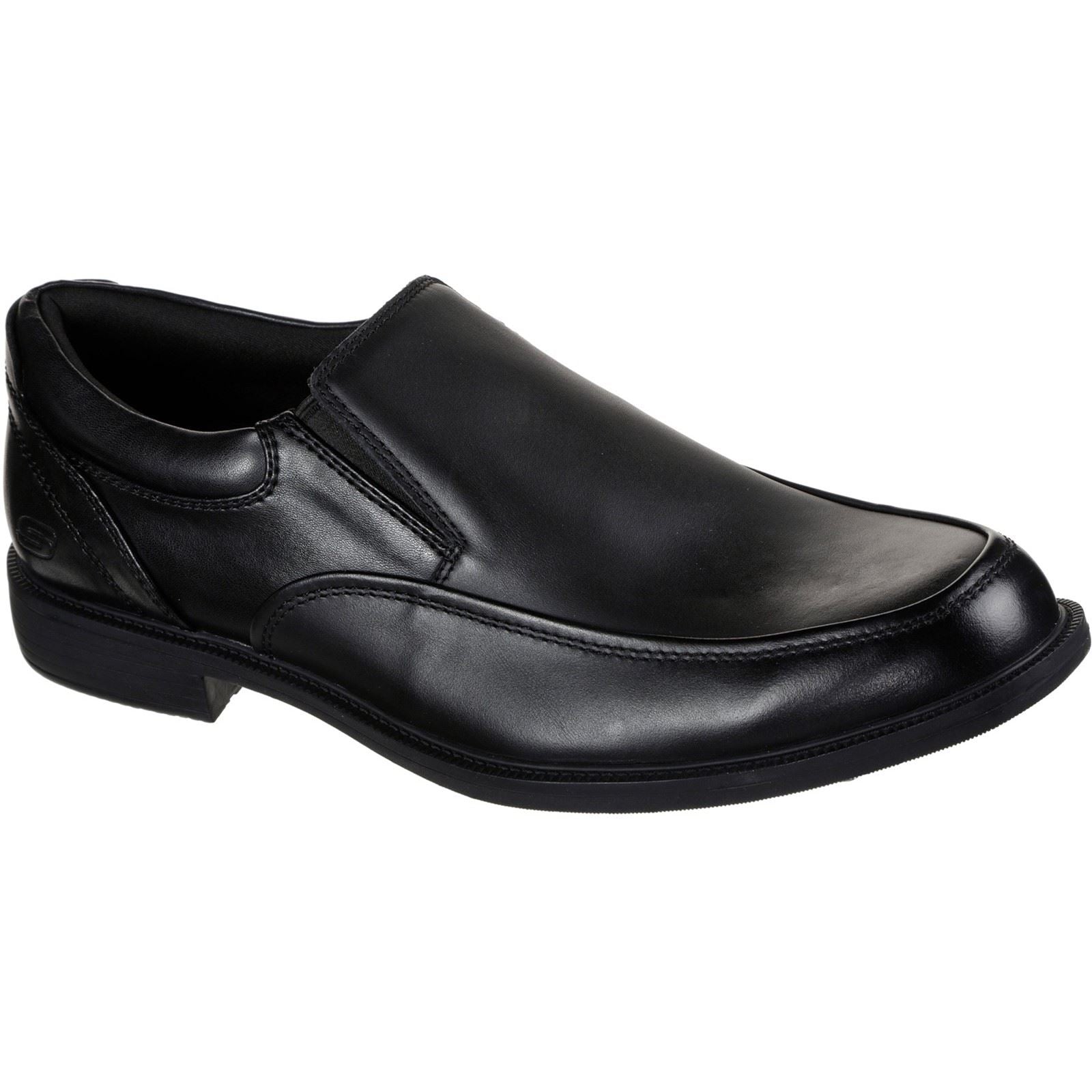 Skechers Dreston Ratlon Mocassins Noirs En Cuir Pour Hommes