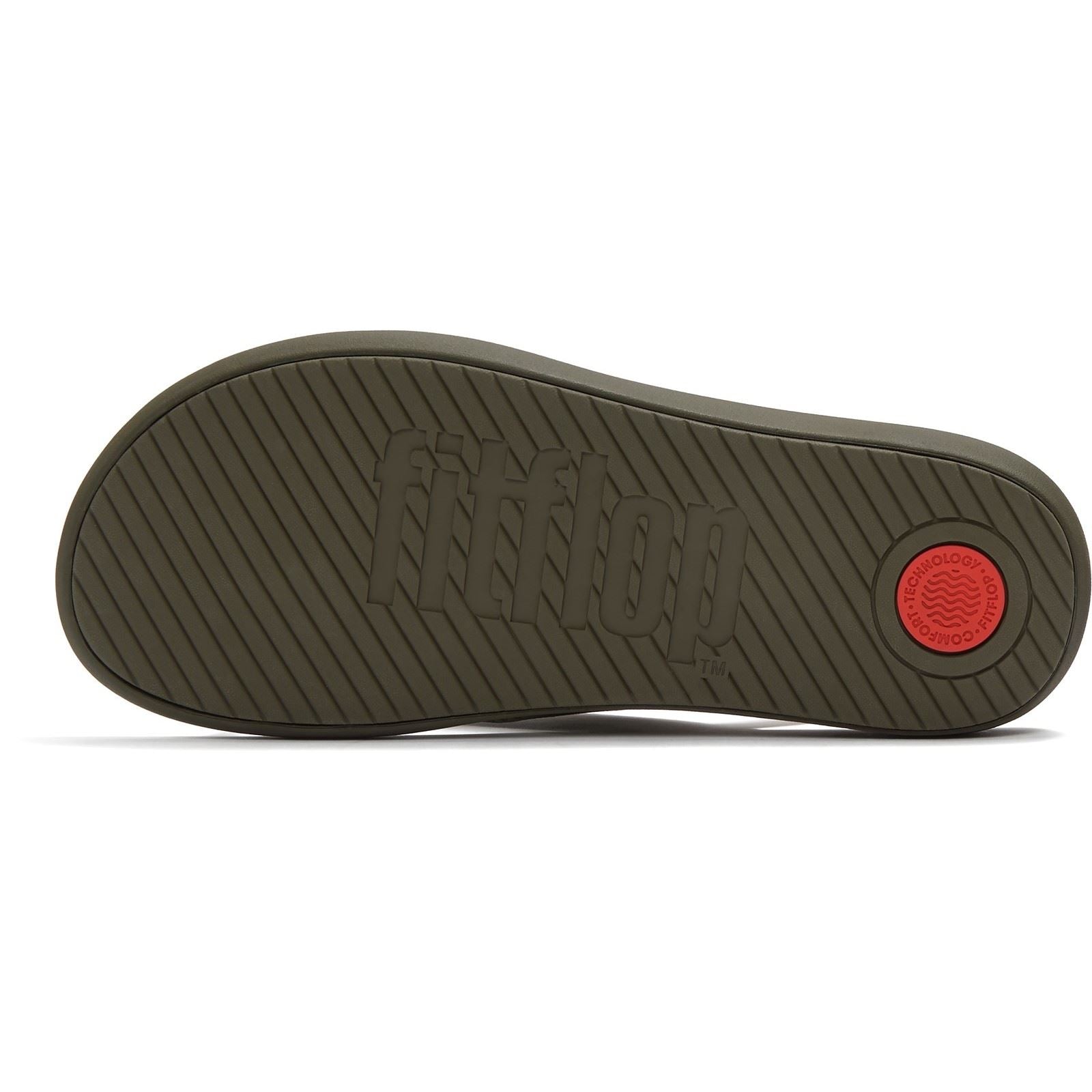 Fitflop iQushion Tongs En Polyester Pour Hommes Vert Olive Profond/Sauge