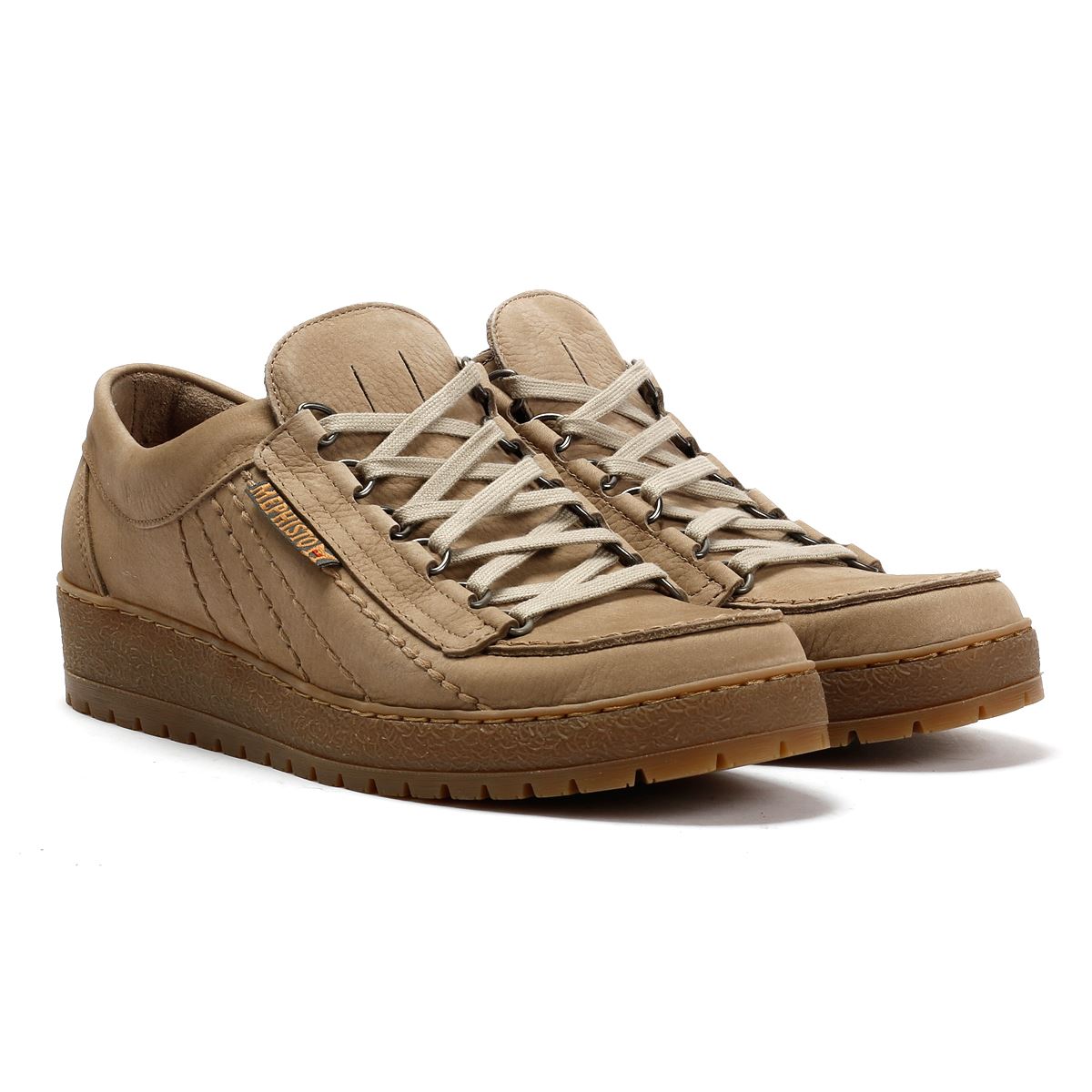 Mephisto Rainbow Sportbuck 1932/35 Chaussures À Lacets Beige En Cuir Pour Homme