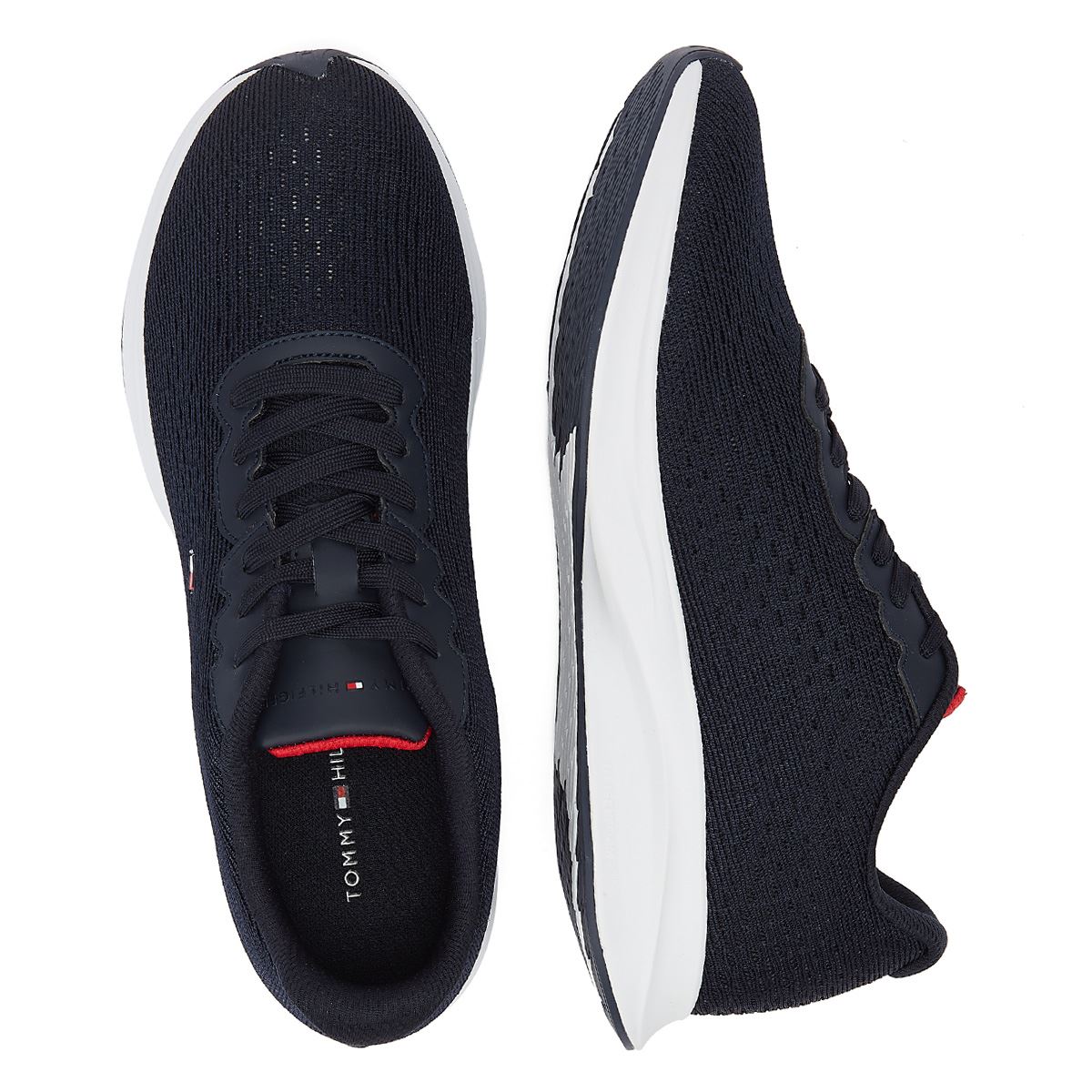 Tommy Hilfiger Light Runner Knit Flag Desert Sky Hommes Noir Trainer
