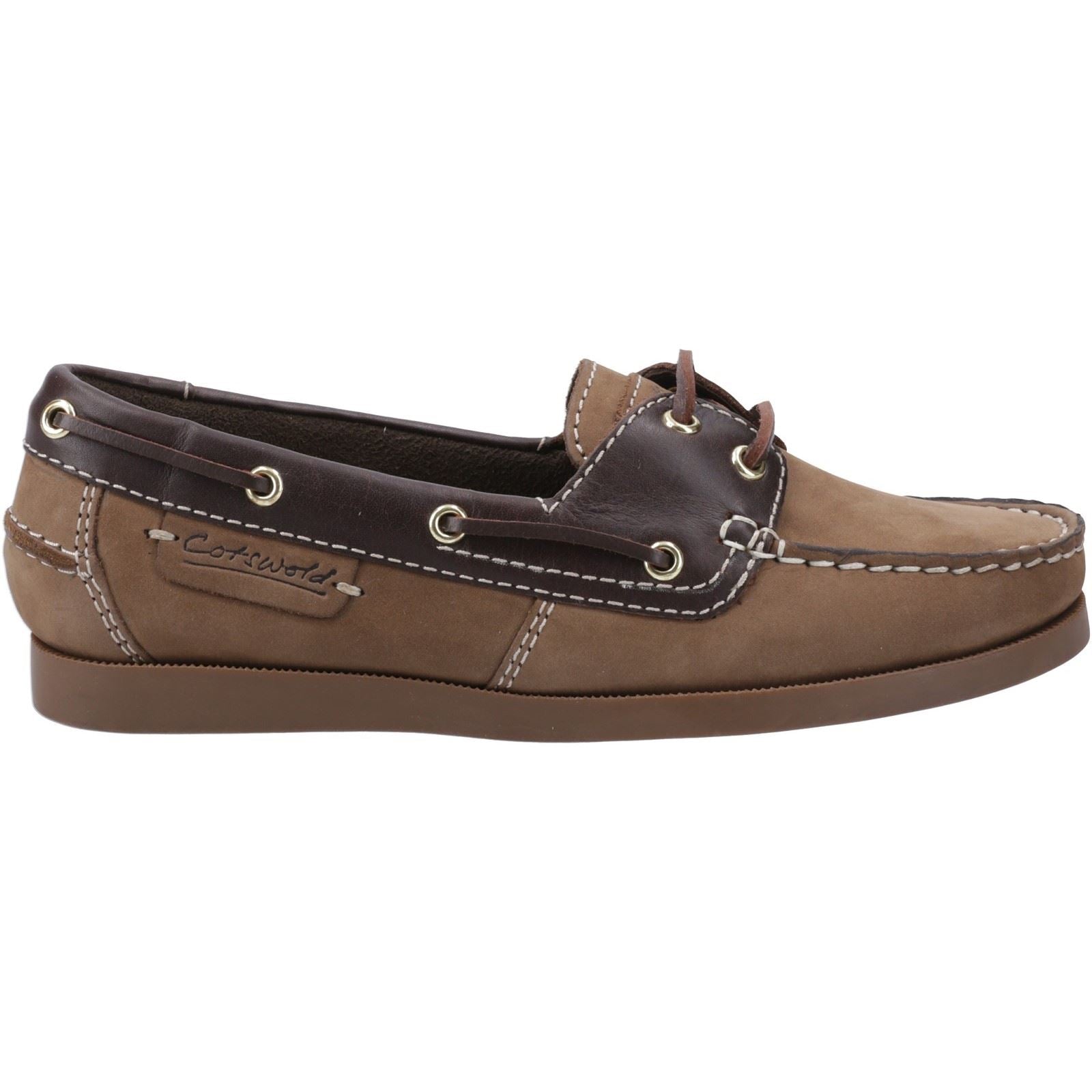 Cotswold Waterlane Chaussures Bateau Pour Femmes En Cuir Taupe/Marron