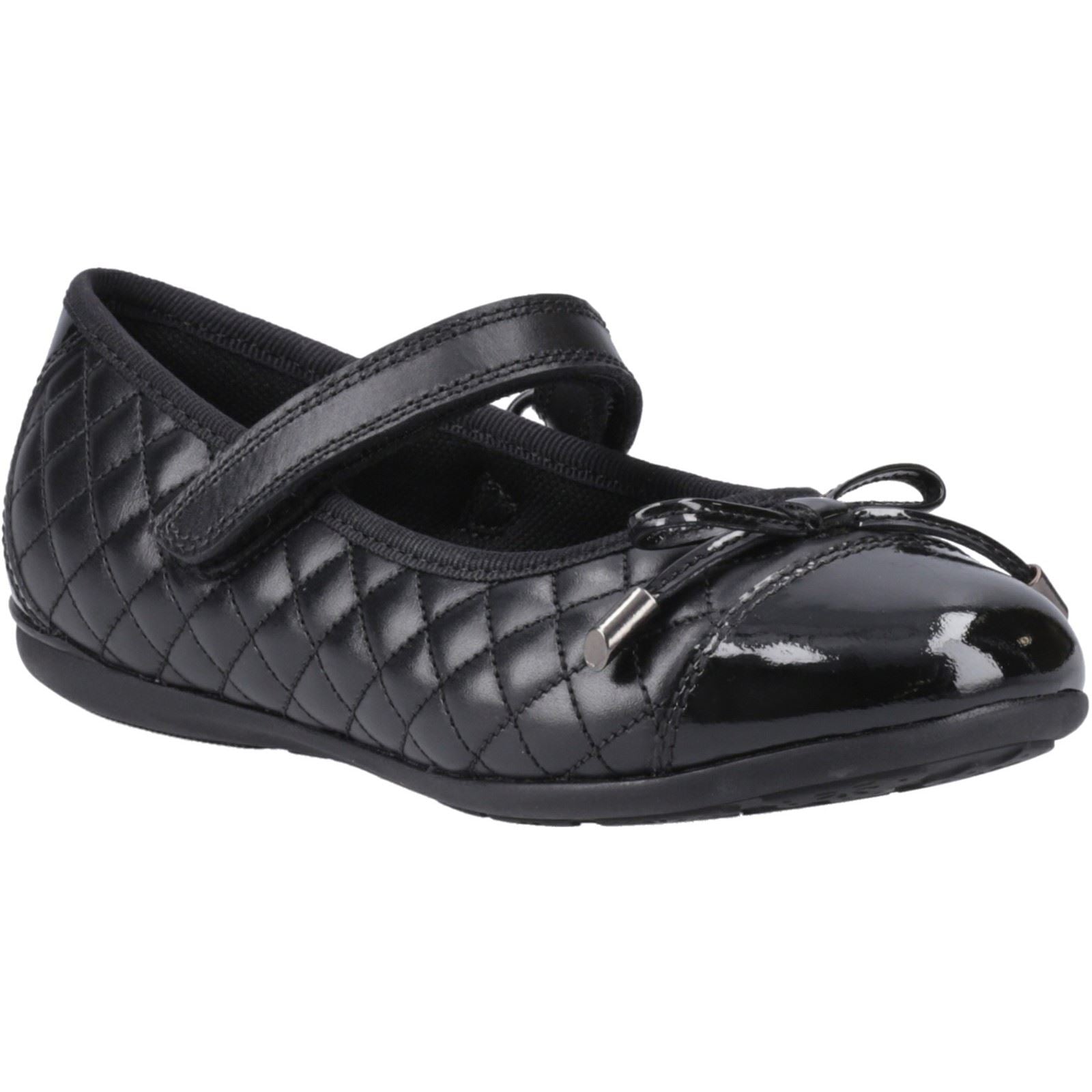 Hush Puppies Lottie Chaussures Plates De Ballet Noires Pour Filles En Cuir