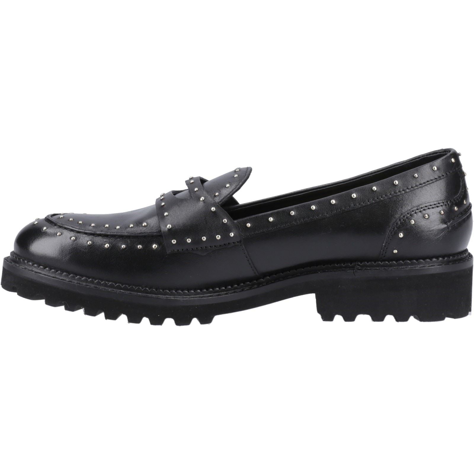 Hush Puppies Genie Mocassins En Cuir Noirs Pour Femmes
