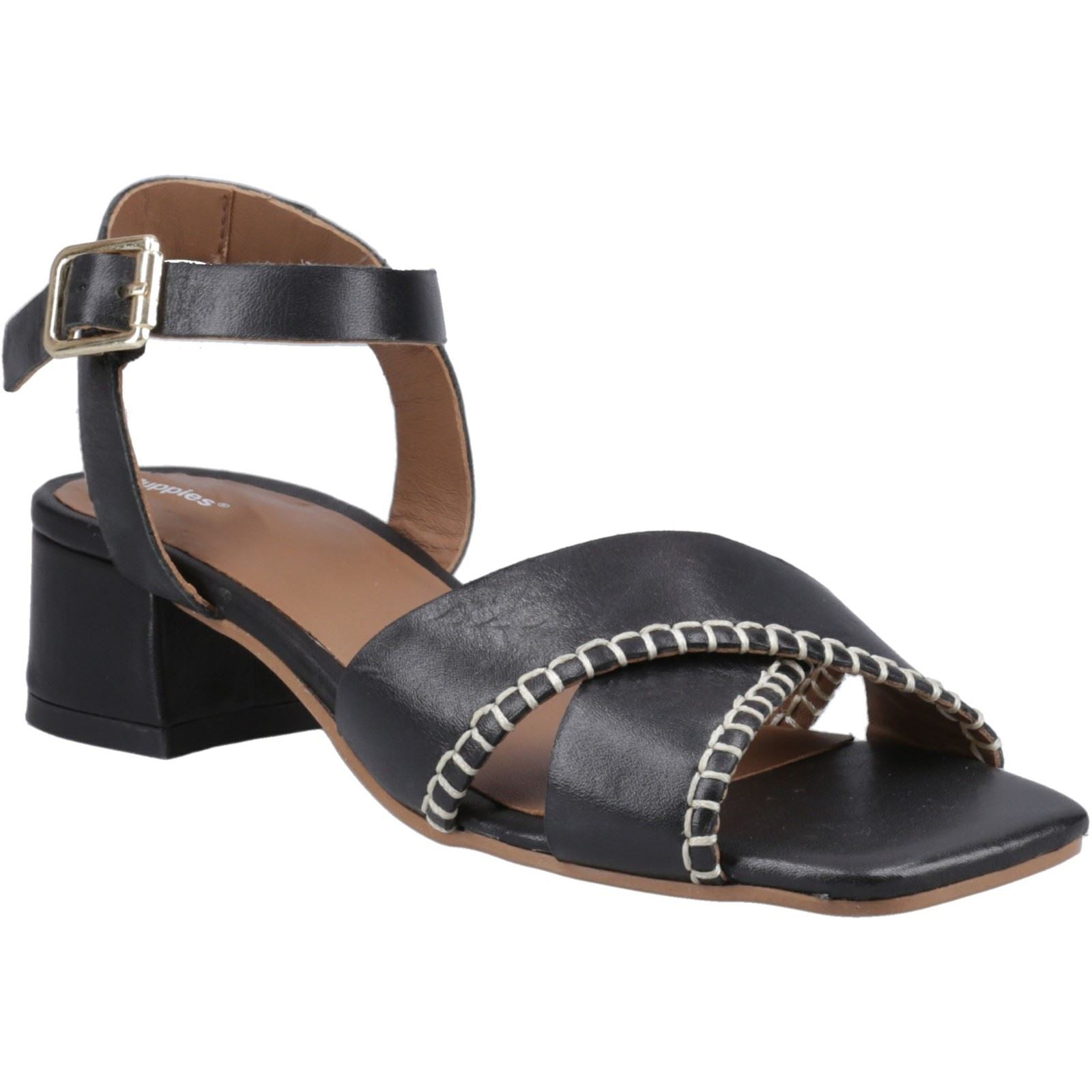 Hush Puppies Lyla Heeled Sandales Noires Pour Femmes En Cuir