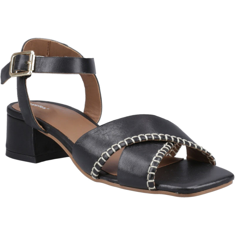 Hush Puppies Lyla Heeled Sandales Noires Pour Femmes En Cuir