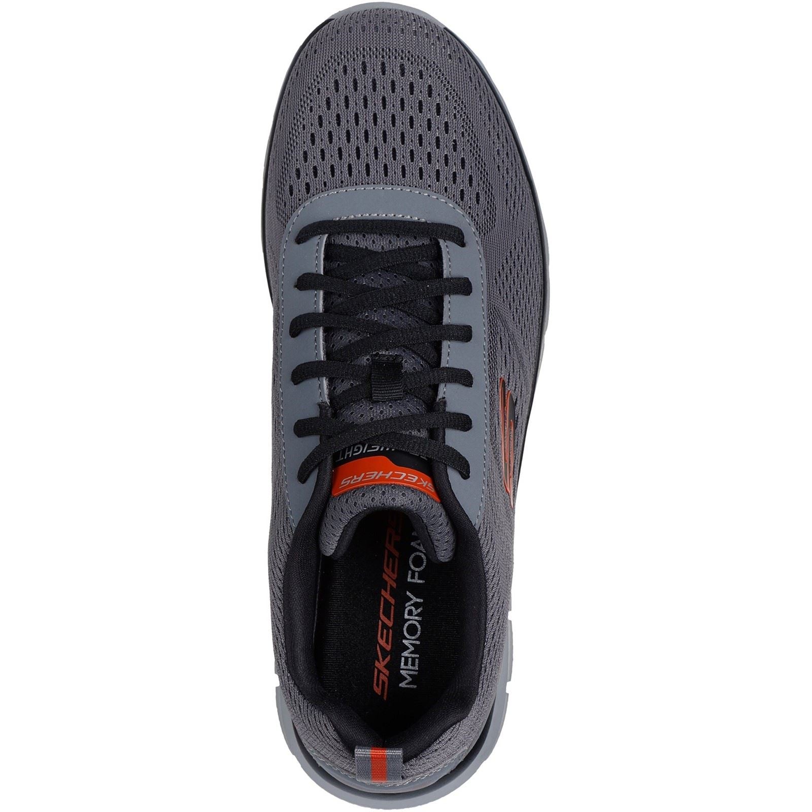 Skechers Track Leshur Chaussures De Sport En Polyester Pour Hommes Gris Charbon/Orange