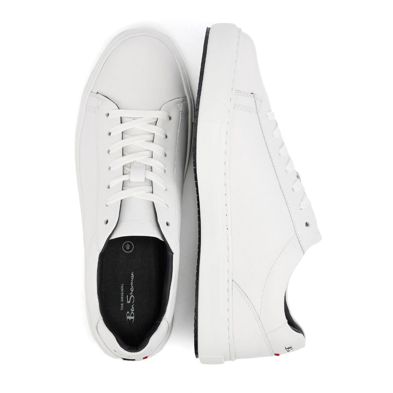 Ben Sherman Ace Cupsole Baskets Blanches En Cuir Pour Hommes