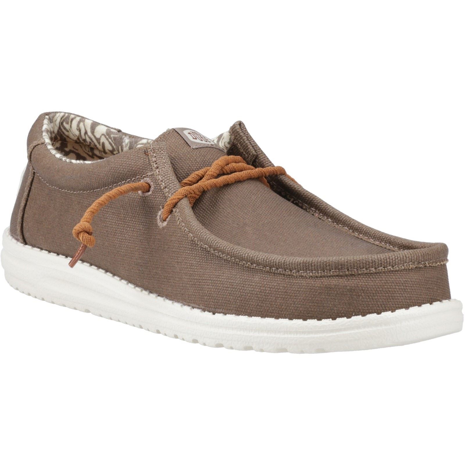 HEYDUDE Wally Waxed Chaussures Bateau En Noyer Pour Hommes En Tissu