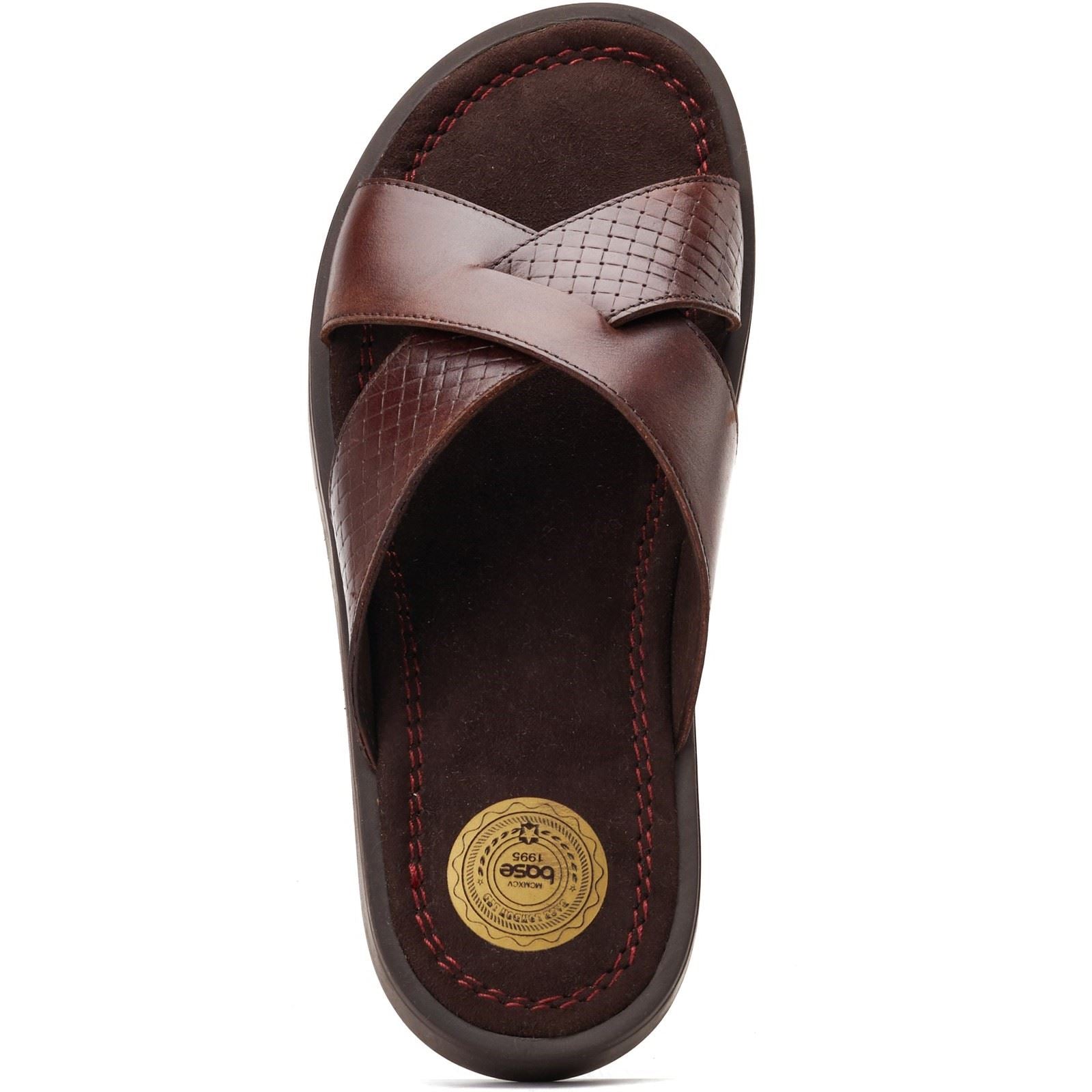 Base London Astro Sandales En Cuir Pour Hommes Marron Brûlé