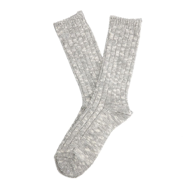 Anonymous Ism Lightweight Slub Crew Chaussettes En Coton Pour Hommes Grises Hauteur Mollet