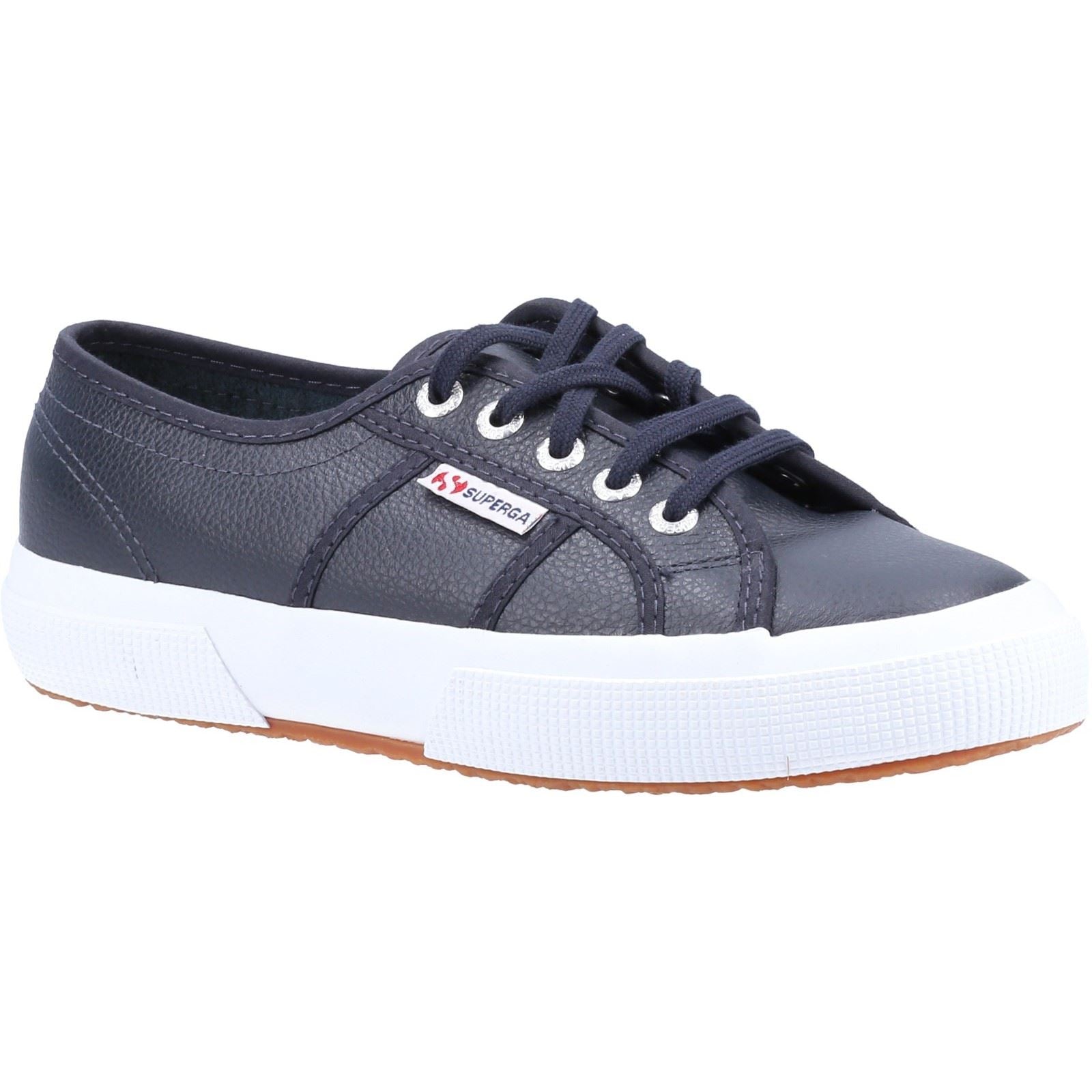 Superga 2750 Baskets En Cuir Bleu Marine Pour Femme