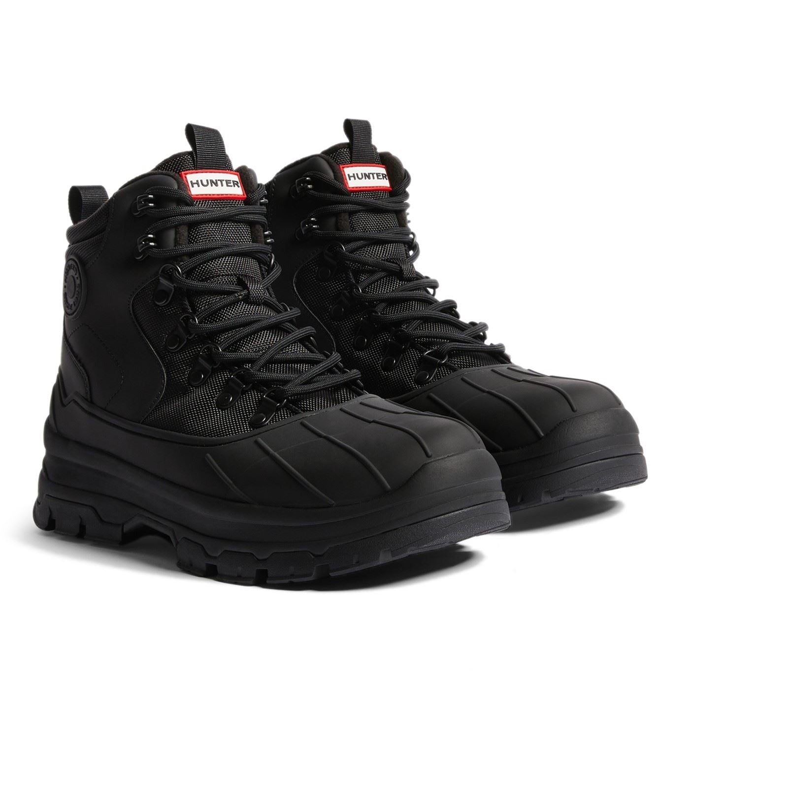 Hunter Explorer Duck Bottes Noires En Caoutchouc Pour Hommes