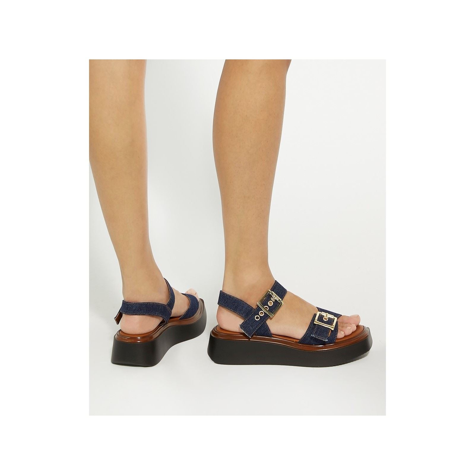 Dune Loells Sandales En Jean Pour Femmes De Couleur Bleu Marine