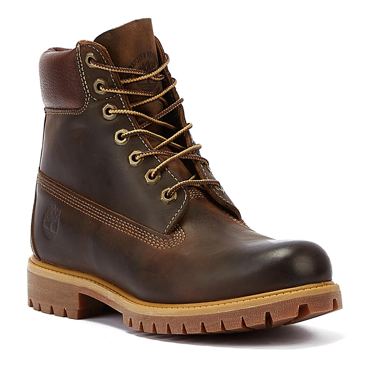 Timberland 6 Pouces Premium Cuir Vintage Hommes Marron