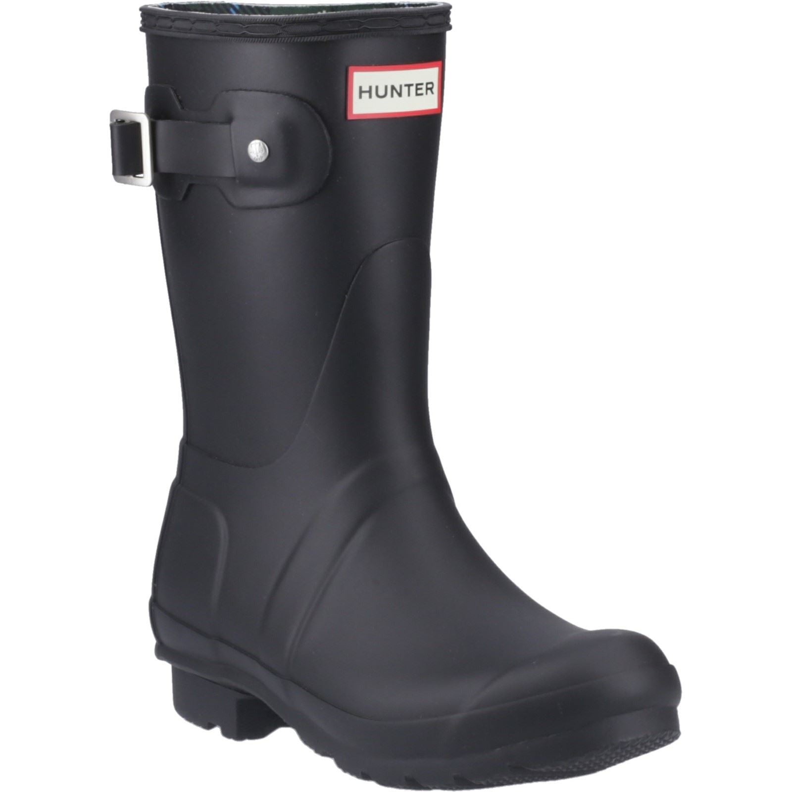 Hunter Original Short Tartan Lining Bottes En Caoutchouc Pour Femmes, Noires