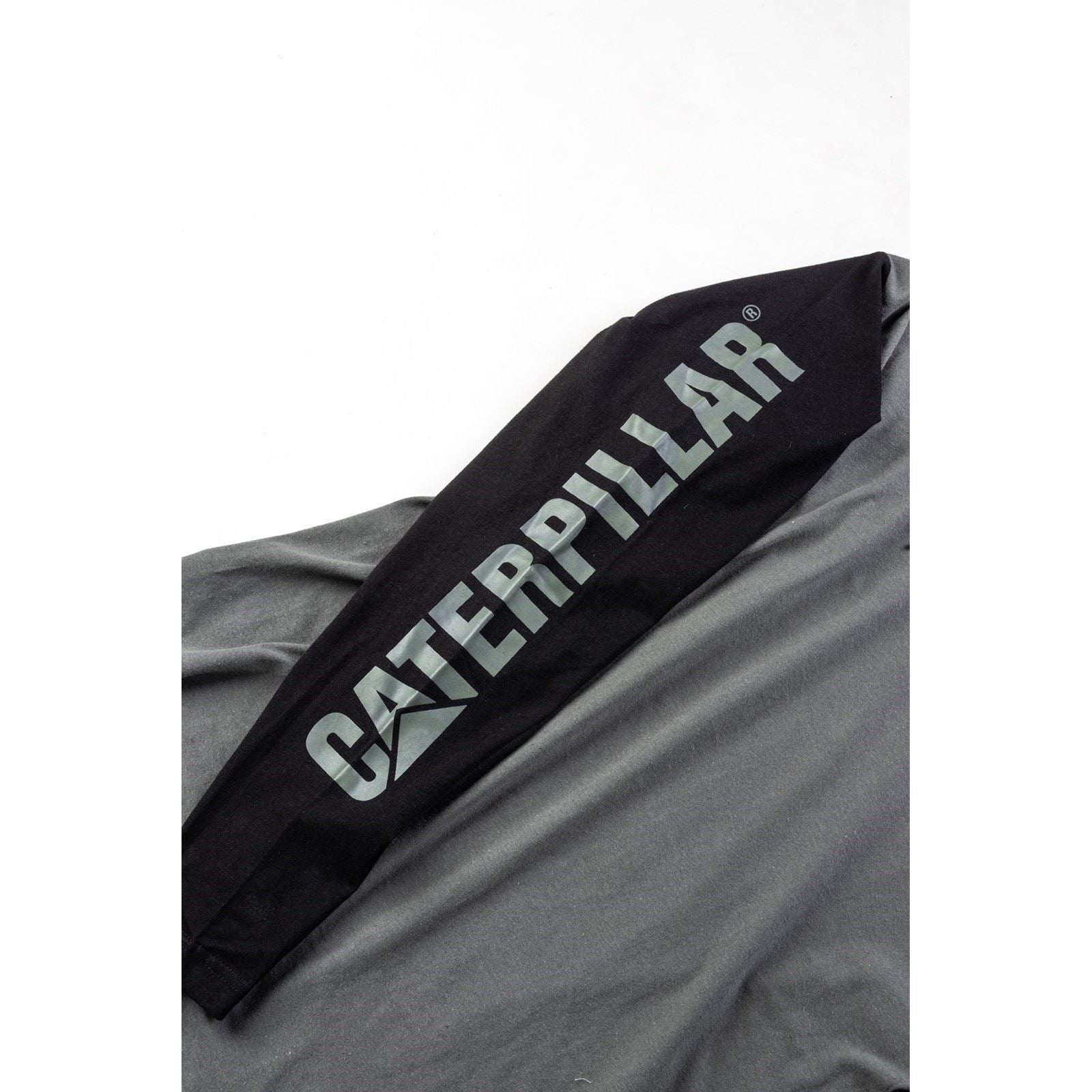 Caterpillar Hooded Long Sleeve T-Shirt Gris En Coton Pour Homme