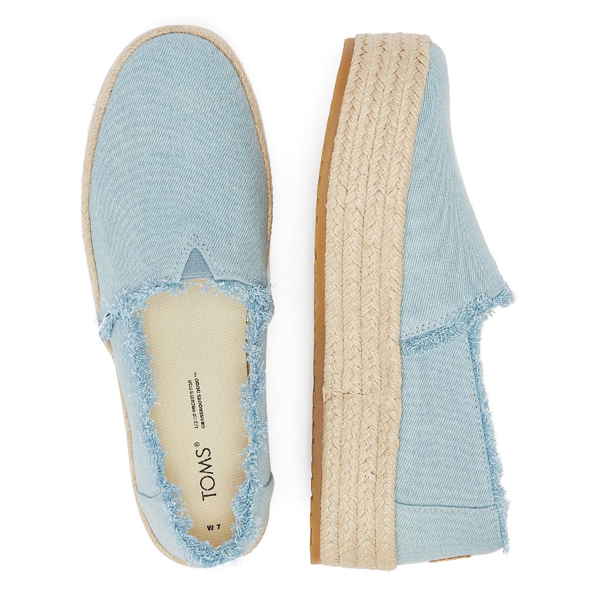 TOMS Washed Denim Valencia Pastel Blue Espadrilles Femmes Blue Sandal