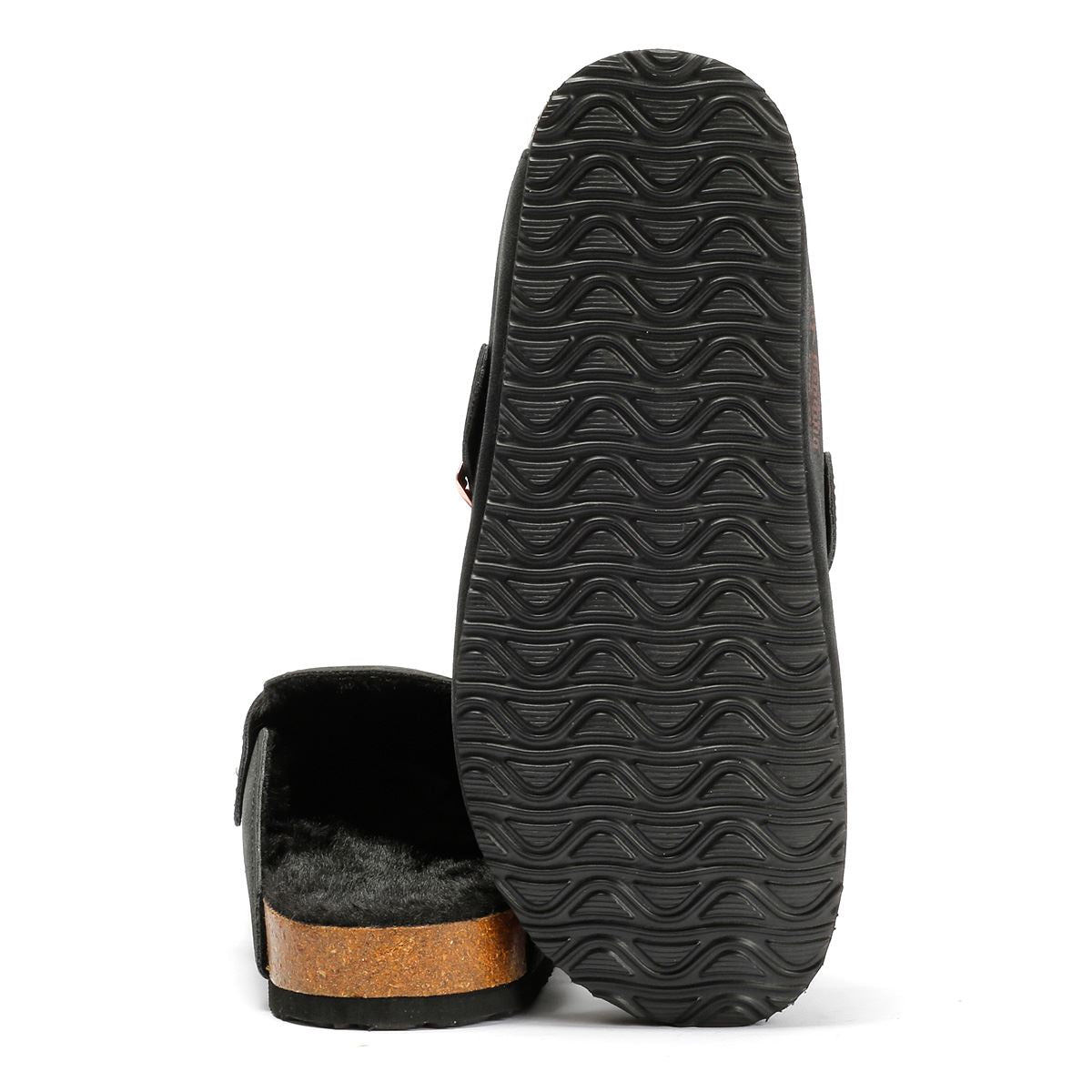Penguin Poppy Fur Mules Noir Femme Suede