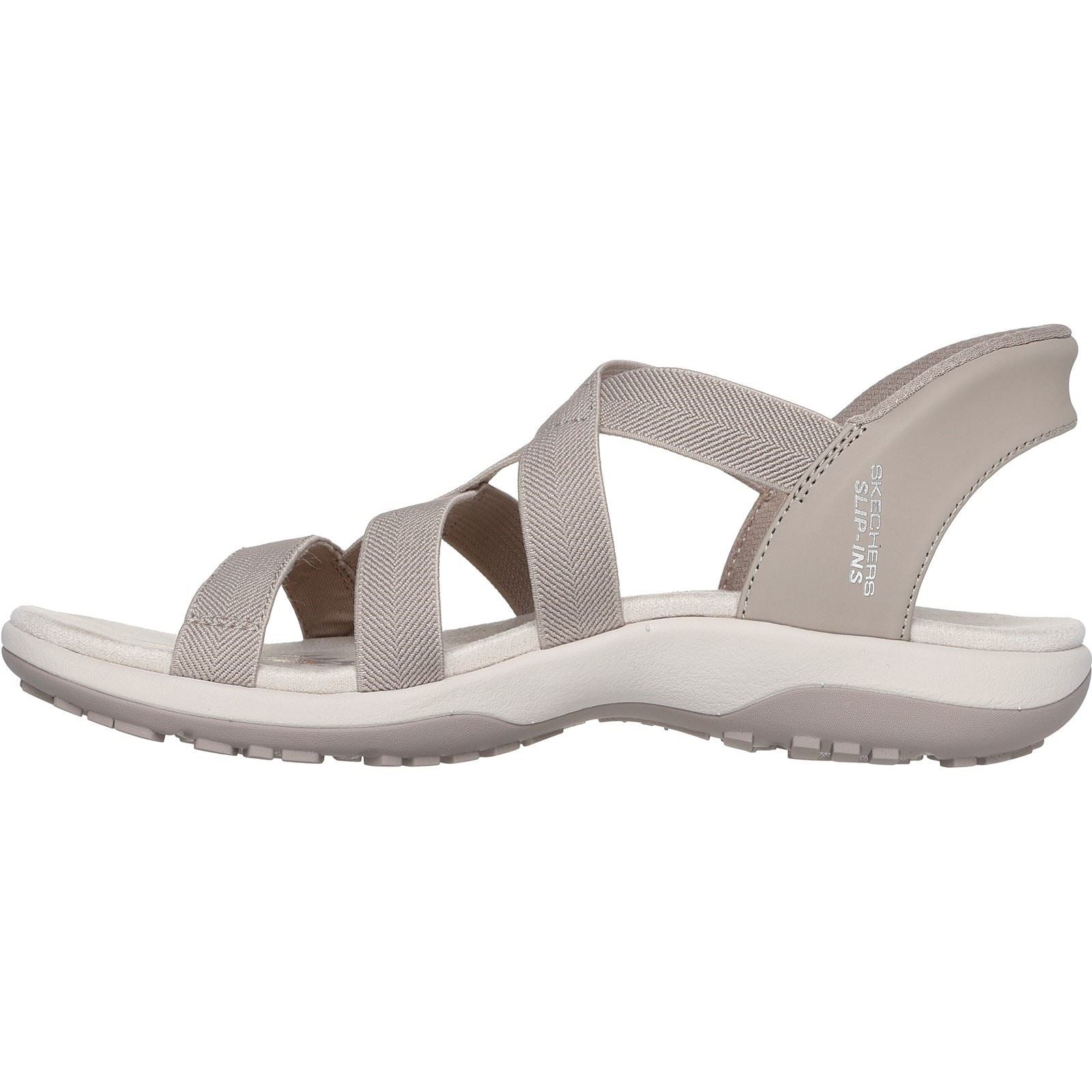 Skechers Reggae Slim Stretch Flex Sandales Pour Femmes En Textile Taupe