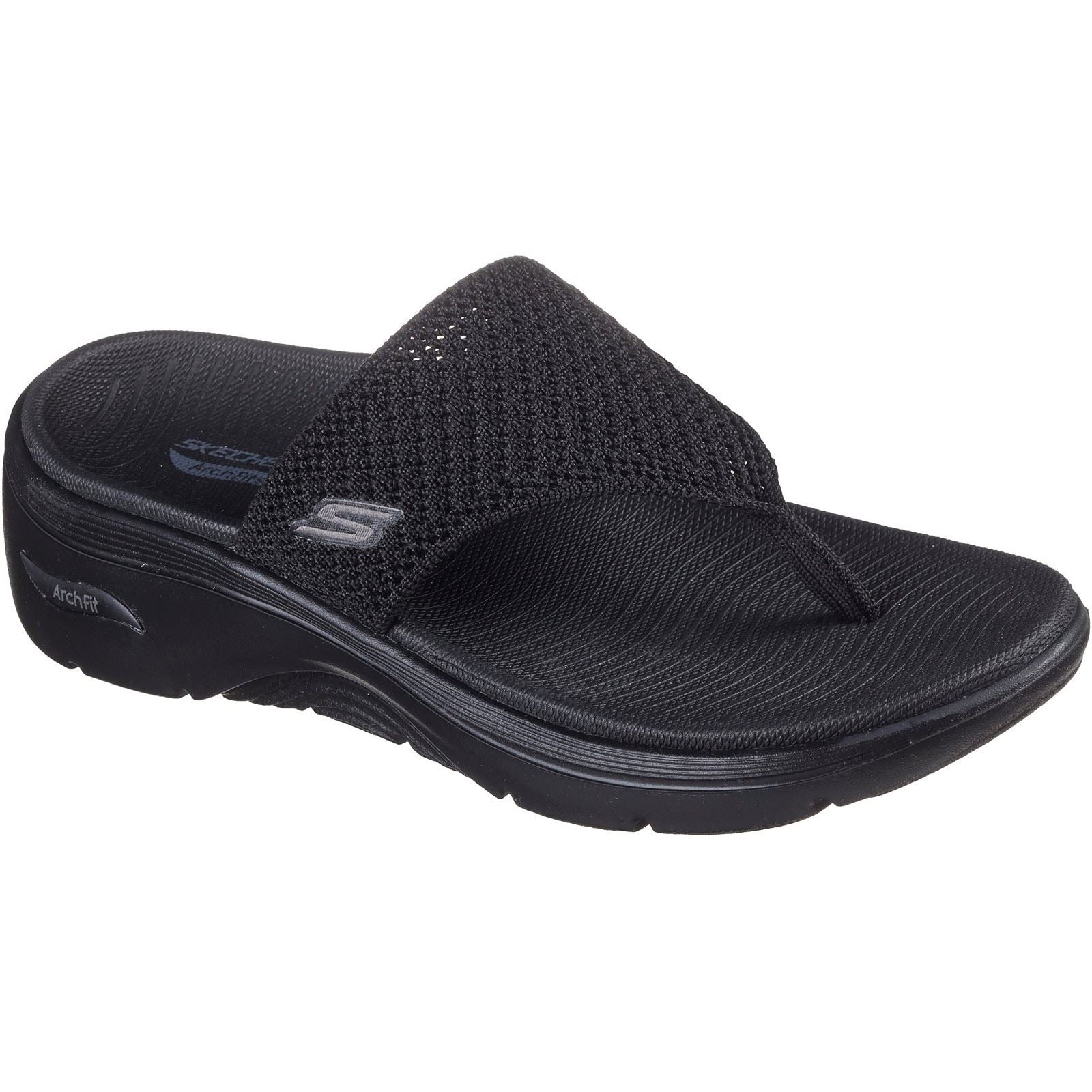 Skechers Go Walk Arch Fit 2.0 Sandales Noires Pour Femmes En Polyester