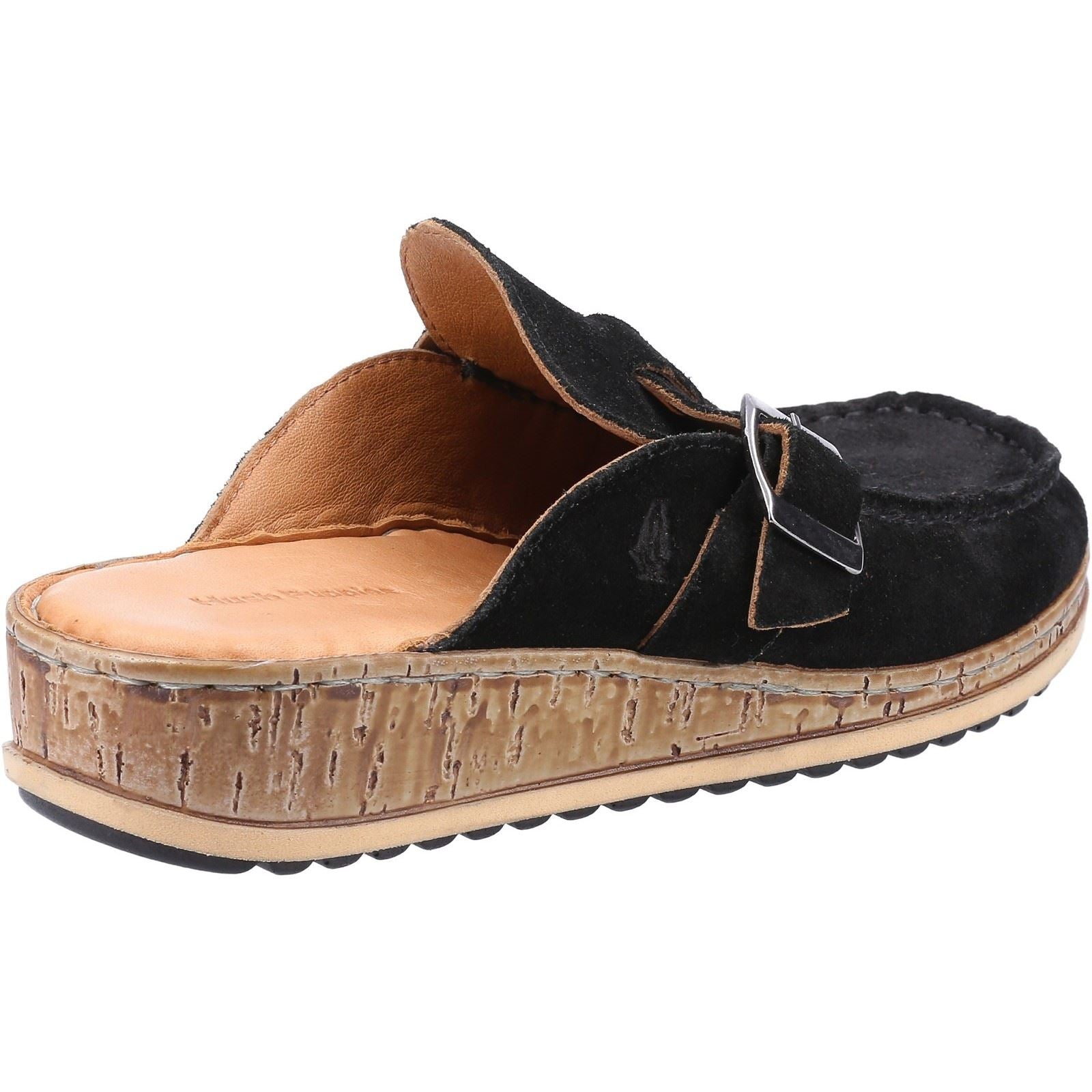 Hush Puppies Sorcha Mule Sandales En Daim Noir Pour Femmes En Cuir