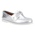 Sperry Authentic 2 Eye Chaussures Bateau En Cuir Argent Pour Femmes
