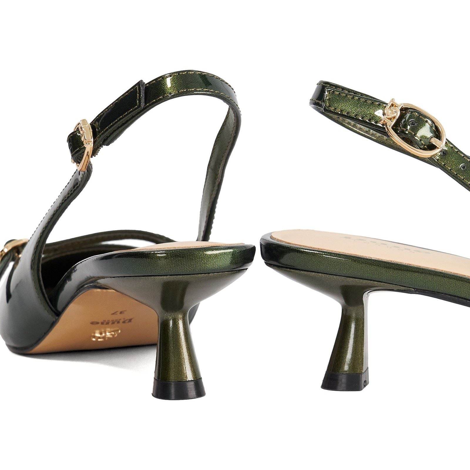 Dune Deserved Chaussures À Talons Pointus Vertes À Bride Arrière Pour Femmes