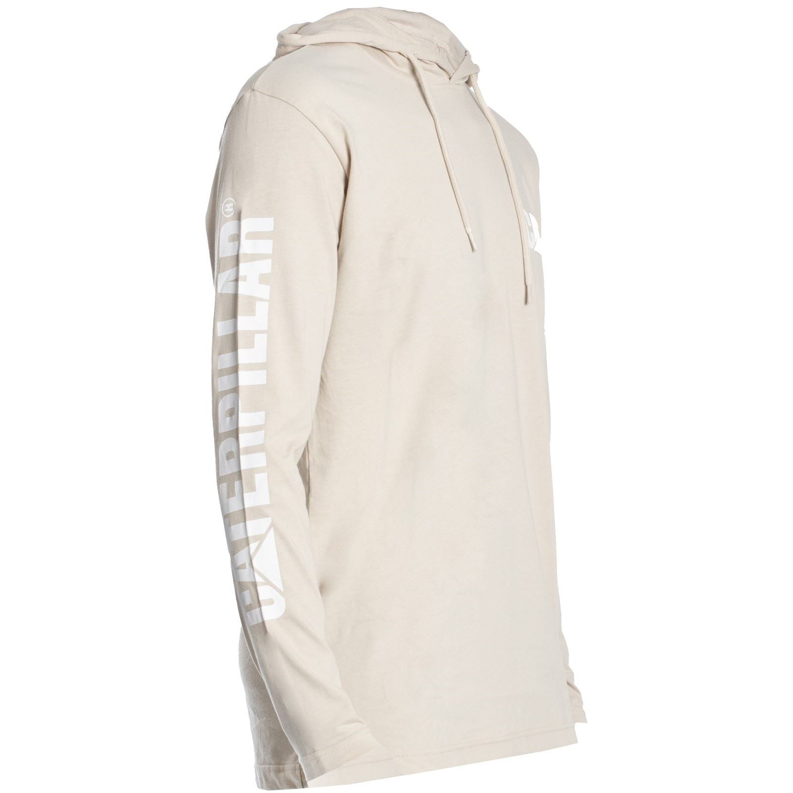 Caterpillar Hooded Long Sleeve T-Shirt En Coton Beige Pour Hommes