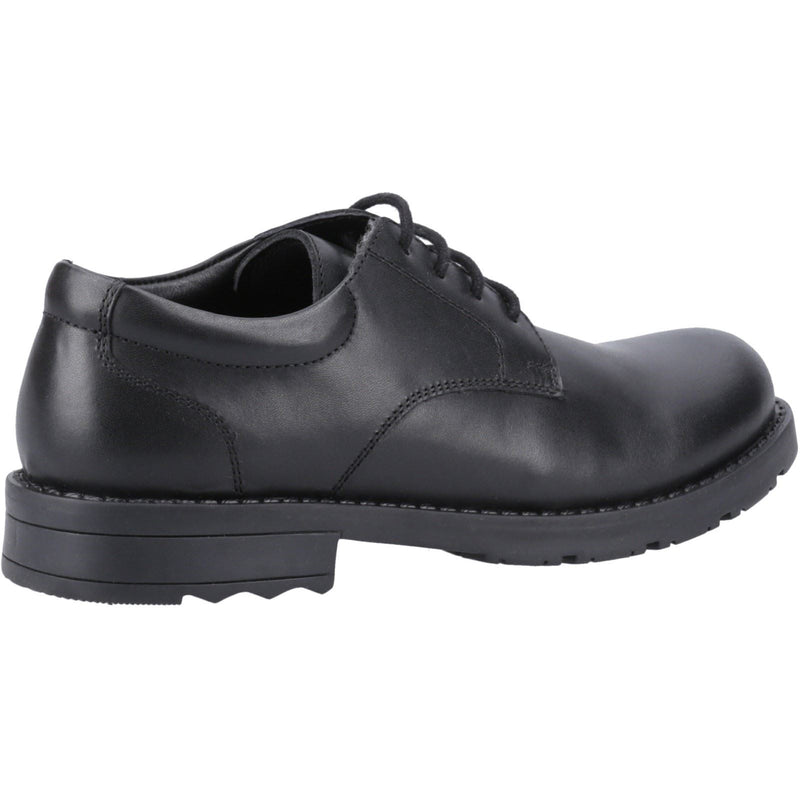 Hush Puppies Bruno Senior Chaussures Derby Noires En Cuir Pour Garçons