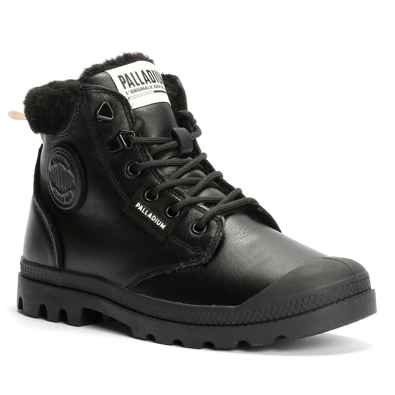 Palladium Pampa HI Snow Warm Bottes En Cuir Noires Pour Femmes